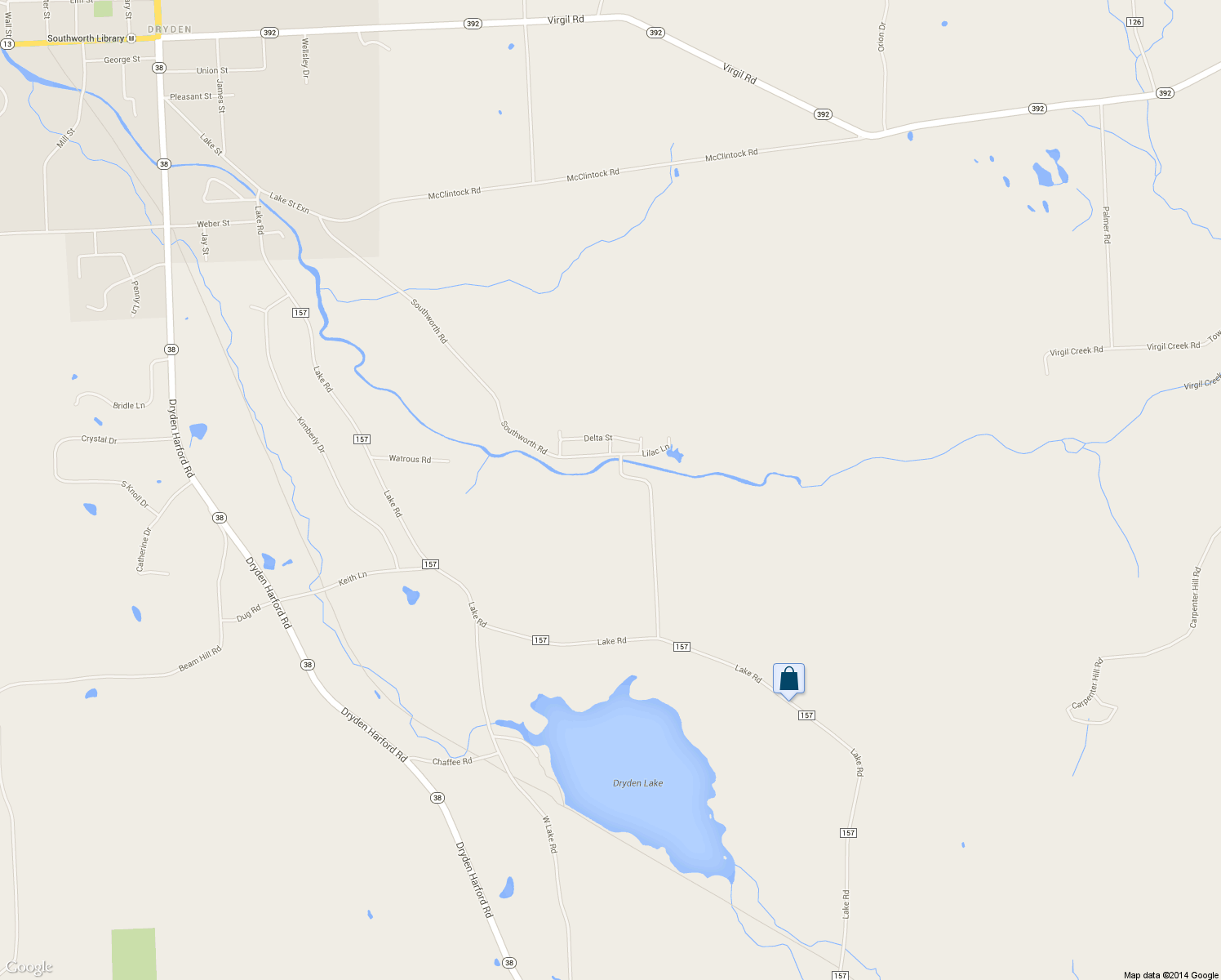 map of restaurants, bars, coffee shops, grocery stores, and more near 246 Southworth Road in Dryden