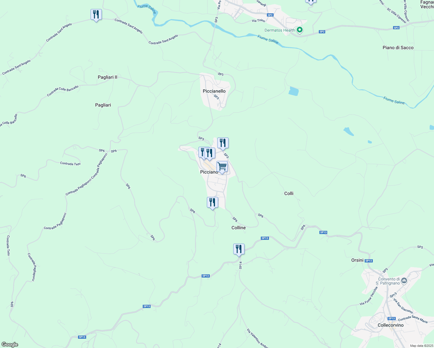 map of restaurants, bars, coffee shops, grocery stores, and more near 1 Via Papa Giovanni XXIII in Picciano