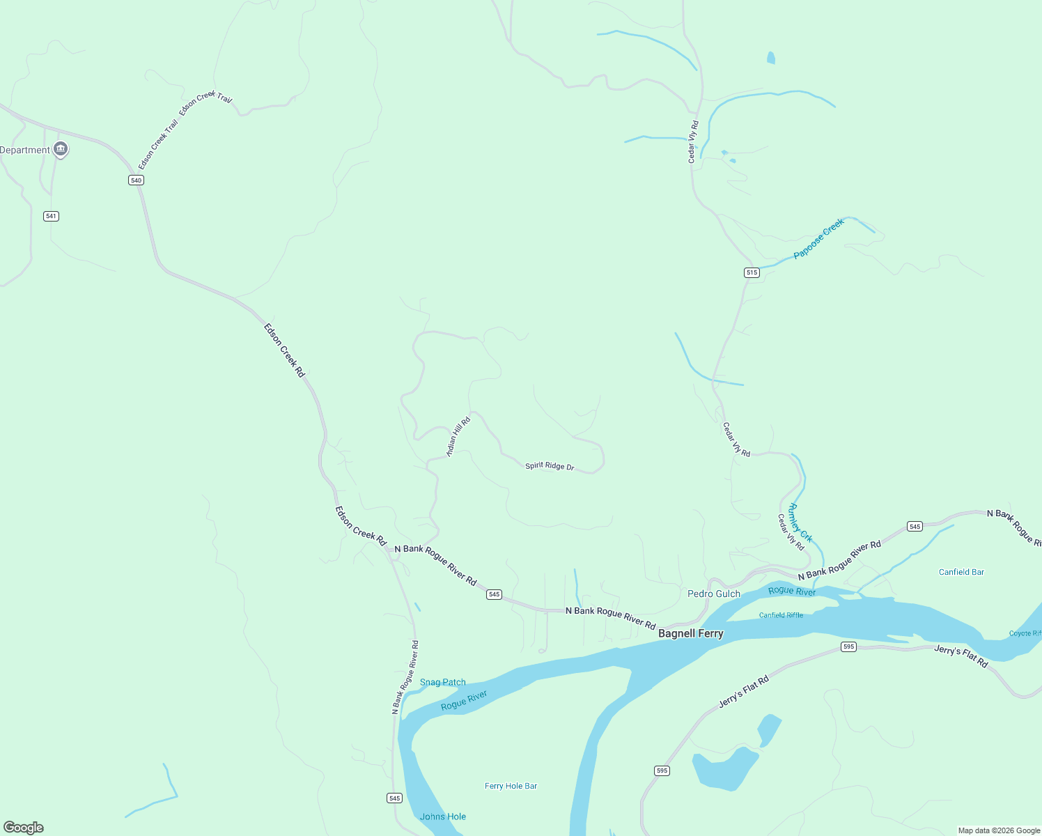 map of restaurants, bars, coffee shops, grocery stores, and more near 95660 Spirit Ridge Drive in Gold Beach