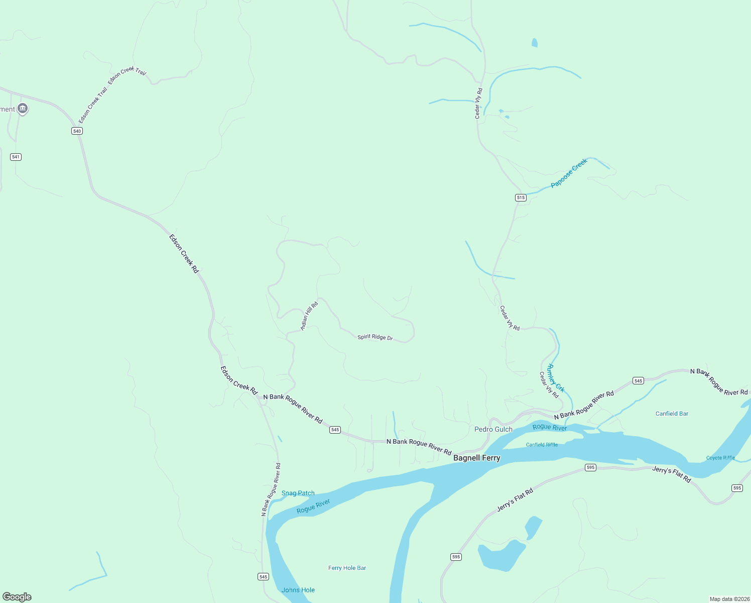 map of restaurants, bars, coffee shops, grocery stores, and more near Spirit Ridge Dr in Gold Beach
