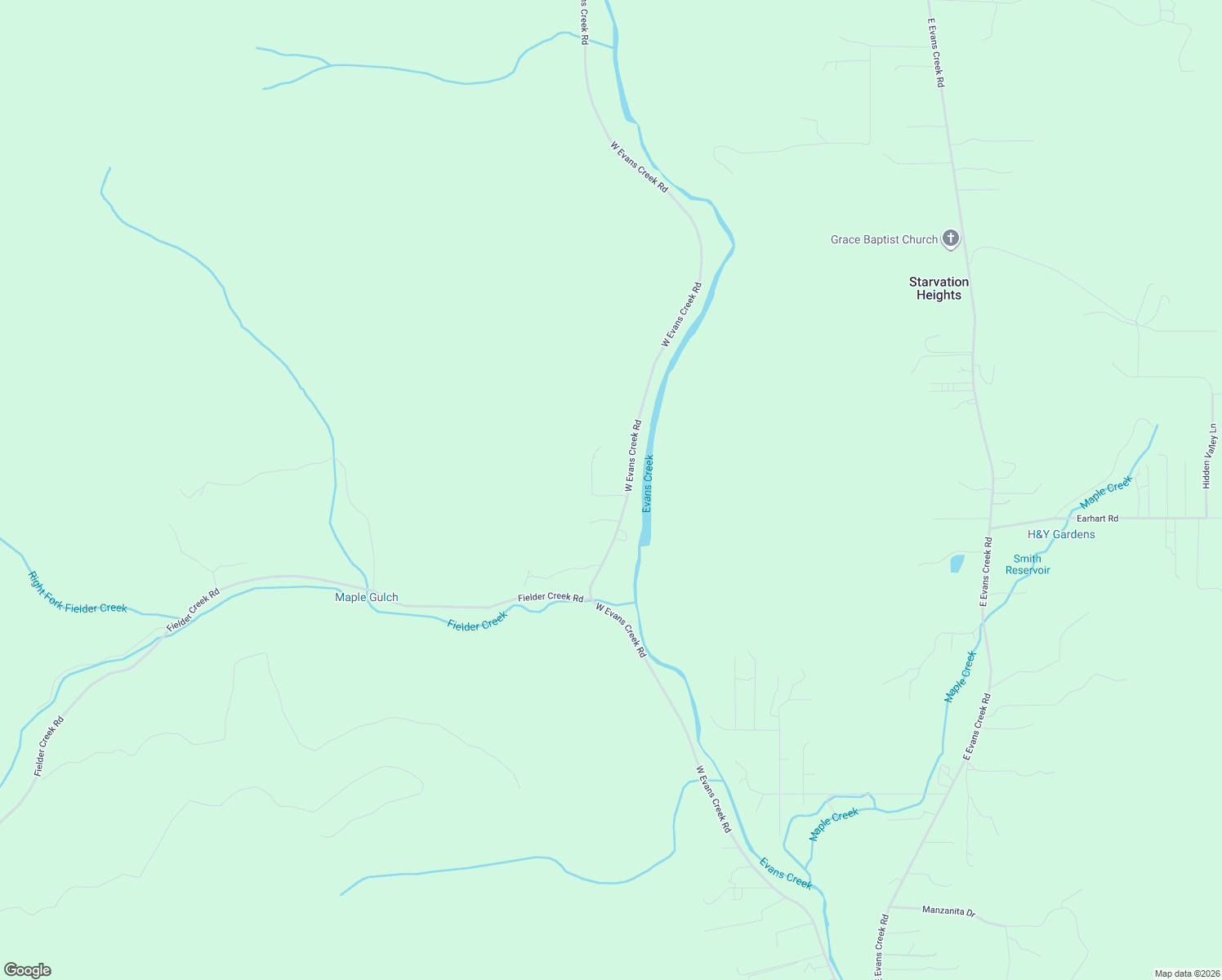 map of restaurants, bars, coffee shops, grocery stores, and more near 3461 West Evans Creek Road in Rogue River