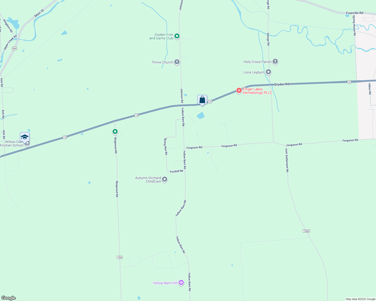 map of restaurants, bars, coffee shops, grocery stores, and more near 457 Ferguson Rd in Freeville