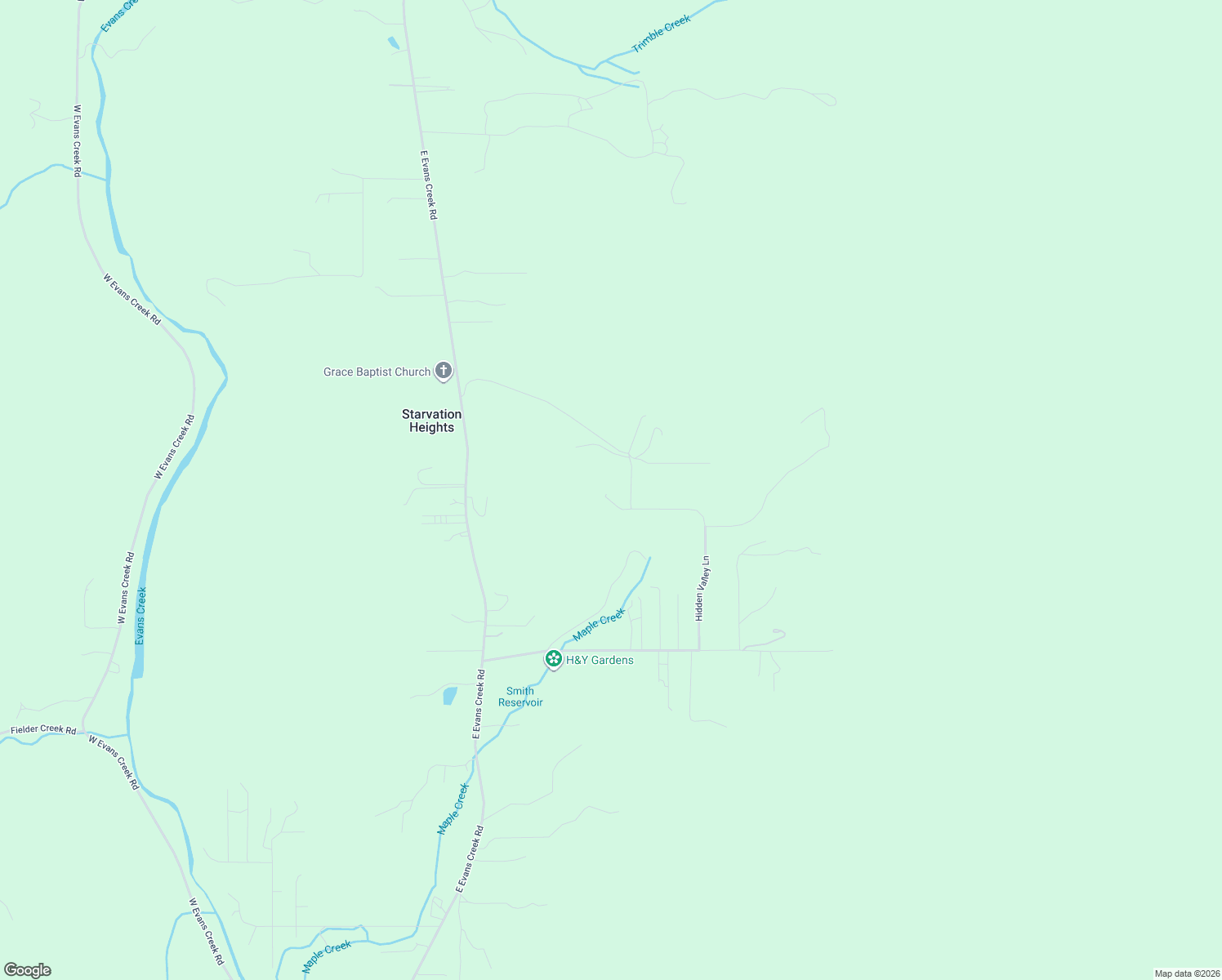 map of restaurants, bars, coffee shops, grocery stores, and more near 420 Hidden Valley Lane in Rogue River