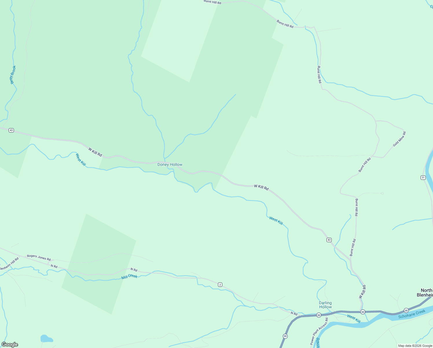 map of restaurants, bars, coffee shops, grocery stores, and more near 1632 West Kill Road in Schoharie County