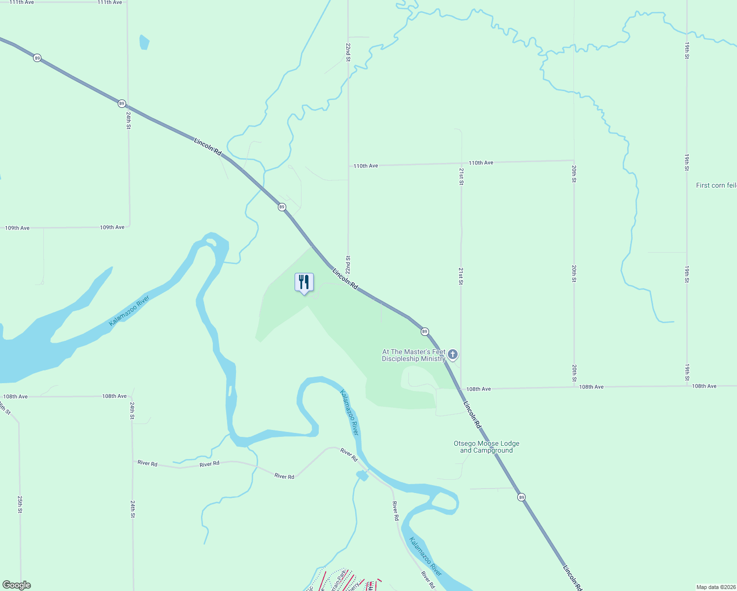 map of restaurants, bars, coffee shops, grocery stores, and more near 932 Lincoln Road in Otsego