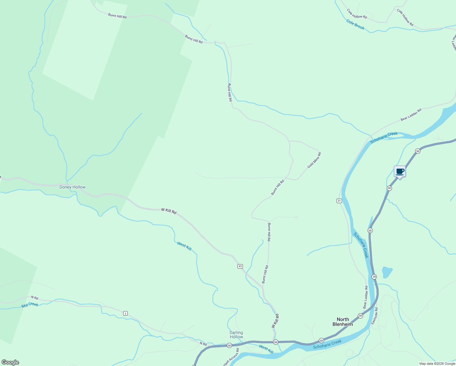 map of restaurants, bars, coffee shops, grocery stores, and more near 177 Silver Mine Road in North Blenheim