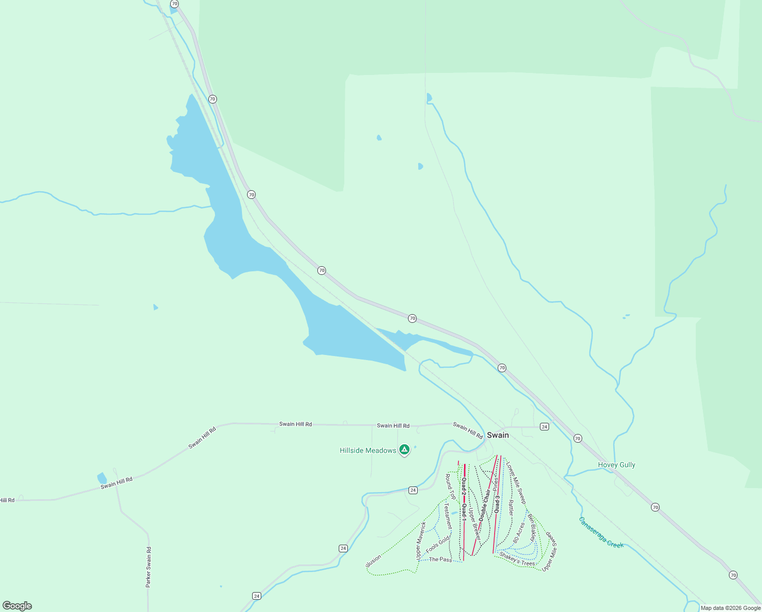 map of restaurants, bars, coffee shops, grocery stores, and more near 11244 New York 70 in Swain