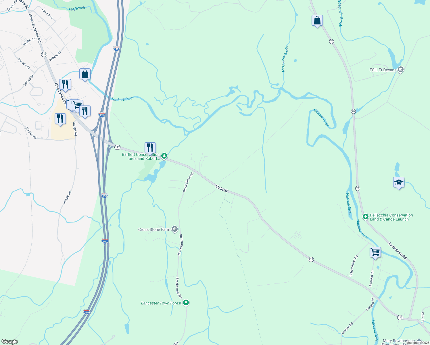 map of restaurants, bars, coffee shops, grocery stores, and more near 2327 Main Street in Lancaster