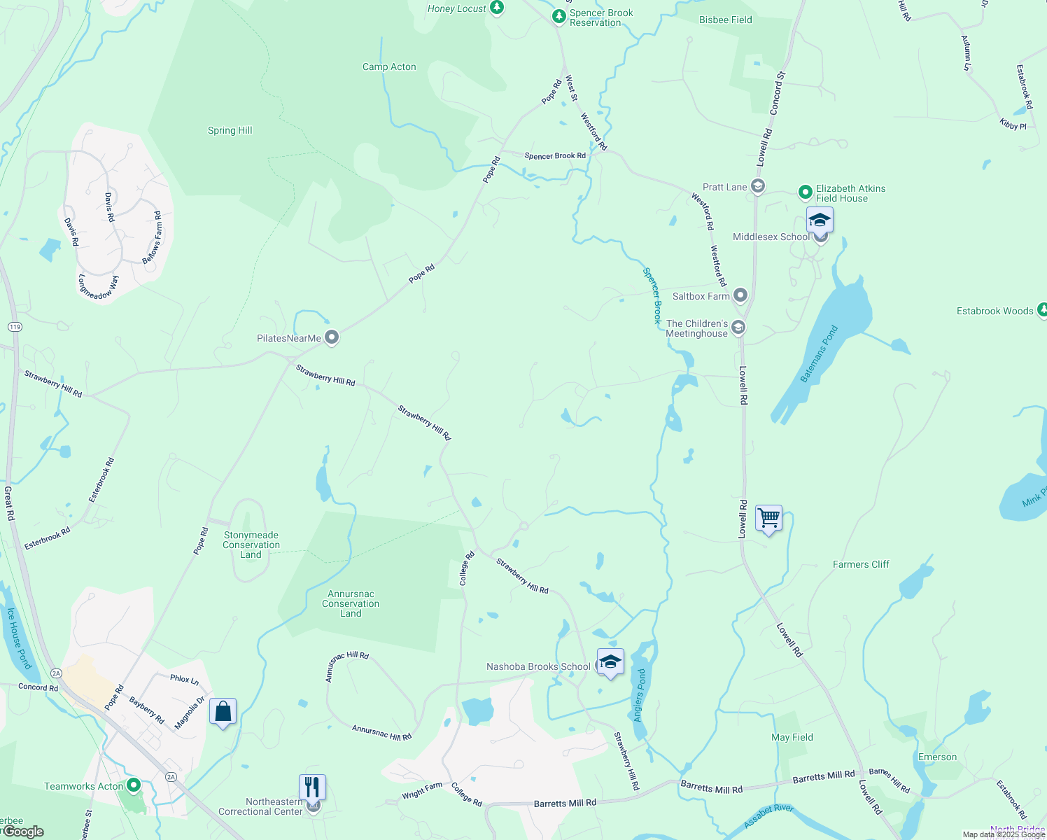 map of restaurants, bars, coffee shops, grocery stores, and more near 6 Ledge Rock Rd in Concord