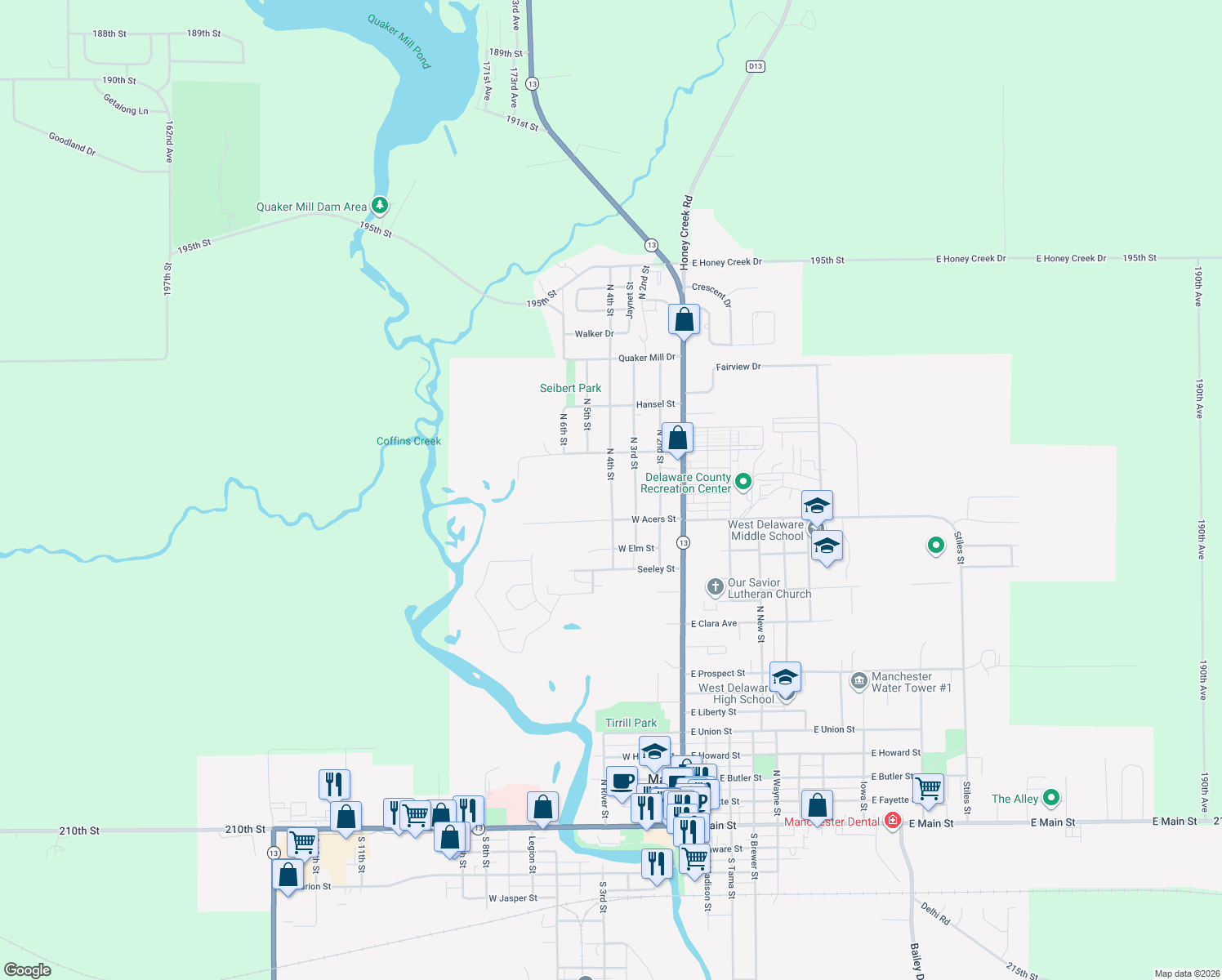 map of restaurants, bars, coffee shops, grocery stores, and more near 1144 North 4th Street in Manchester