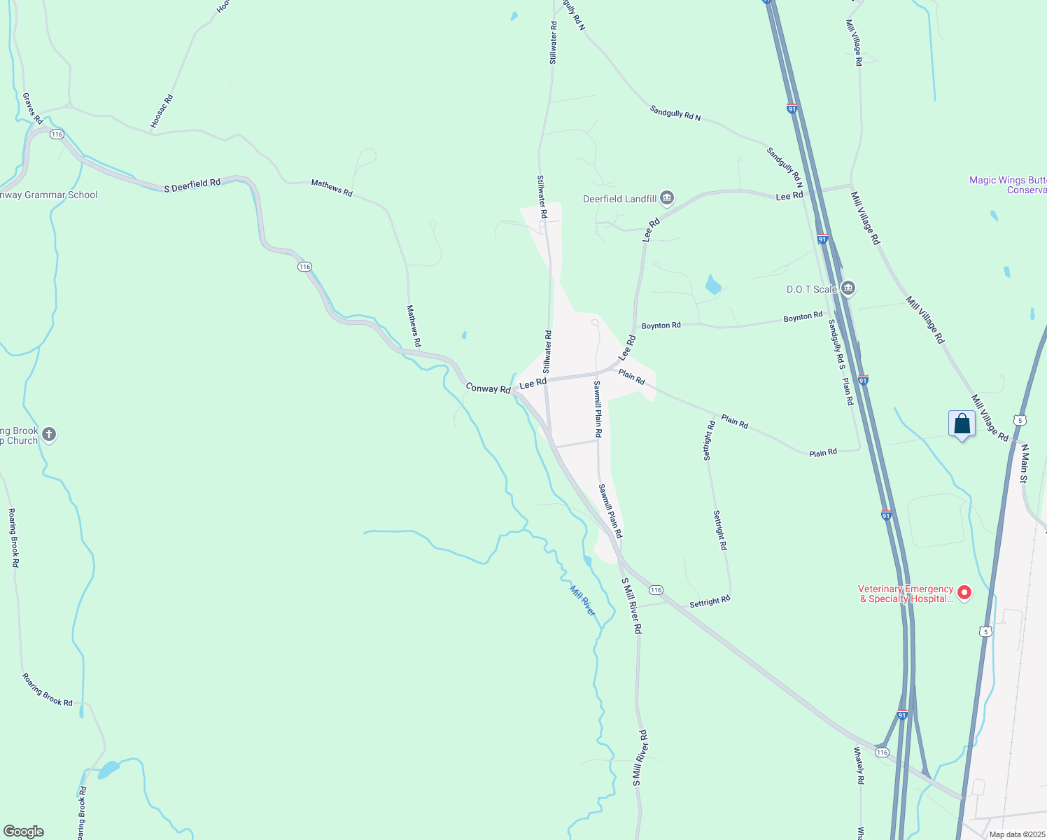 map of restaurants, bars, coffee shops, grocery stores, and more near 265 Conway Road in Deerfield