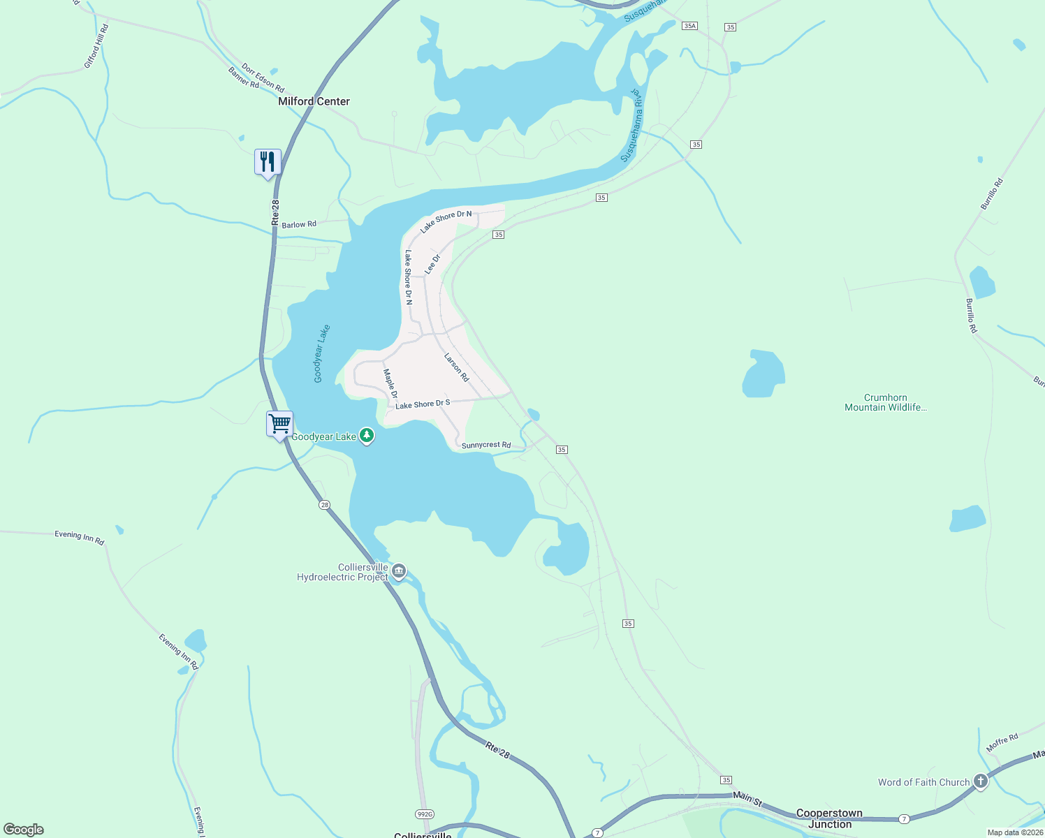 map of restaurants, bars, coffee shops, grocery stores, and more near 391 County Highway 35 in Maryland