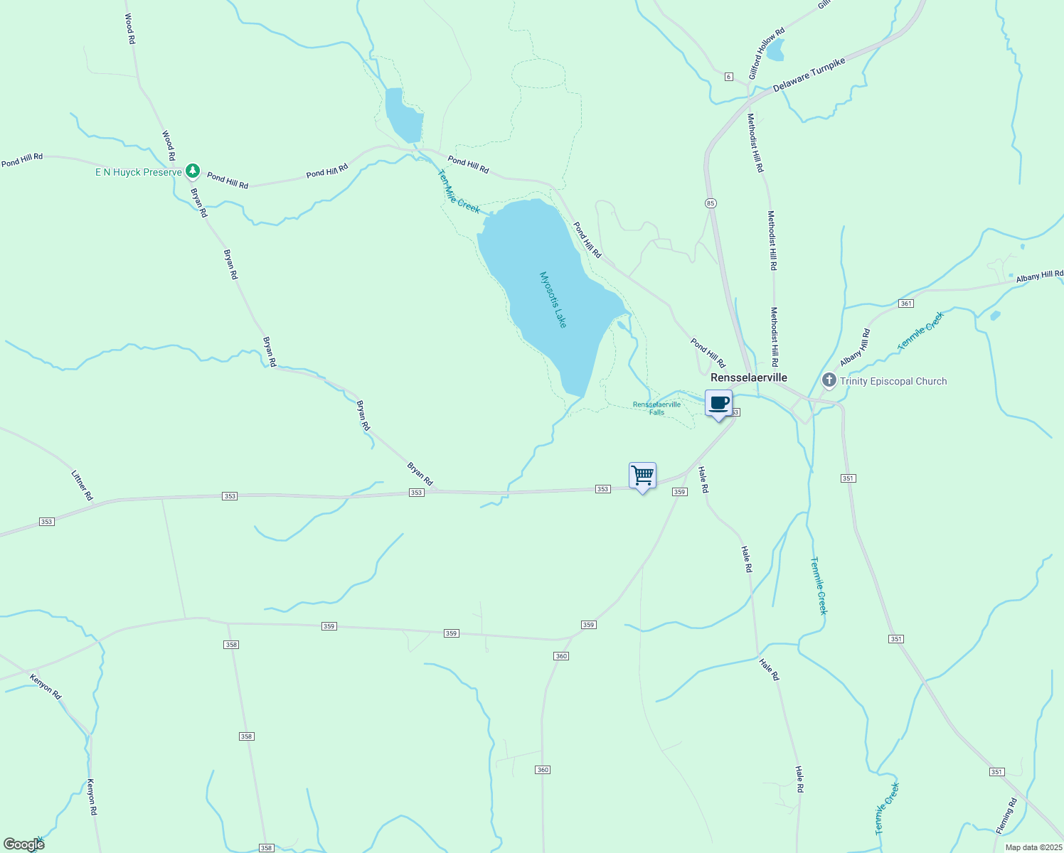map of restaurants, bars, coffee shops, grocery stores, and more near in Rensselaerville
