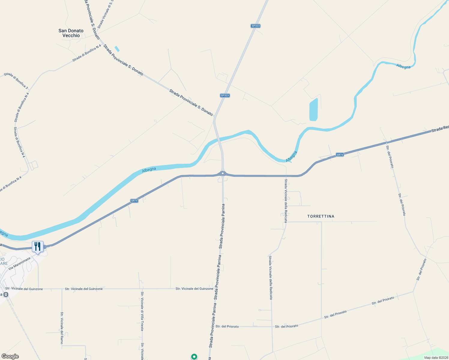 map of restaurants, bars, coffee shops, grocery stores, and more near 86C Strada Provinciale 128 Parrina in Provincia di Grosseto