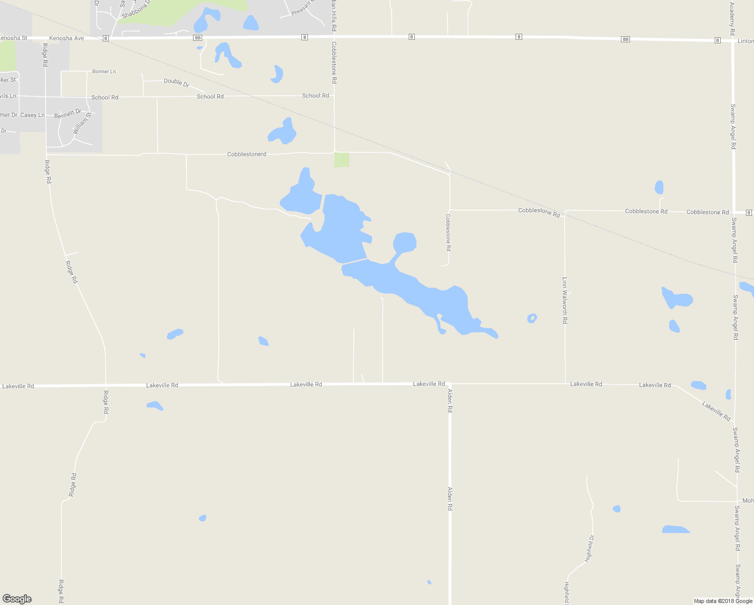 map of restaurants, bars, coffee shops, grocery stores, and more near W5216 Lakeville Road in Walworth