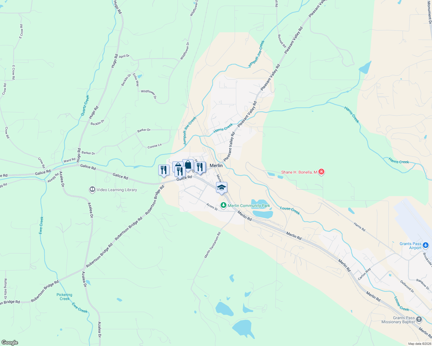 map of restaurants, bars, coffee shops, grocery stores, and more near 330 Merlin Avenue in Merlin