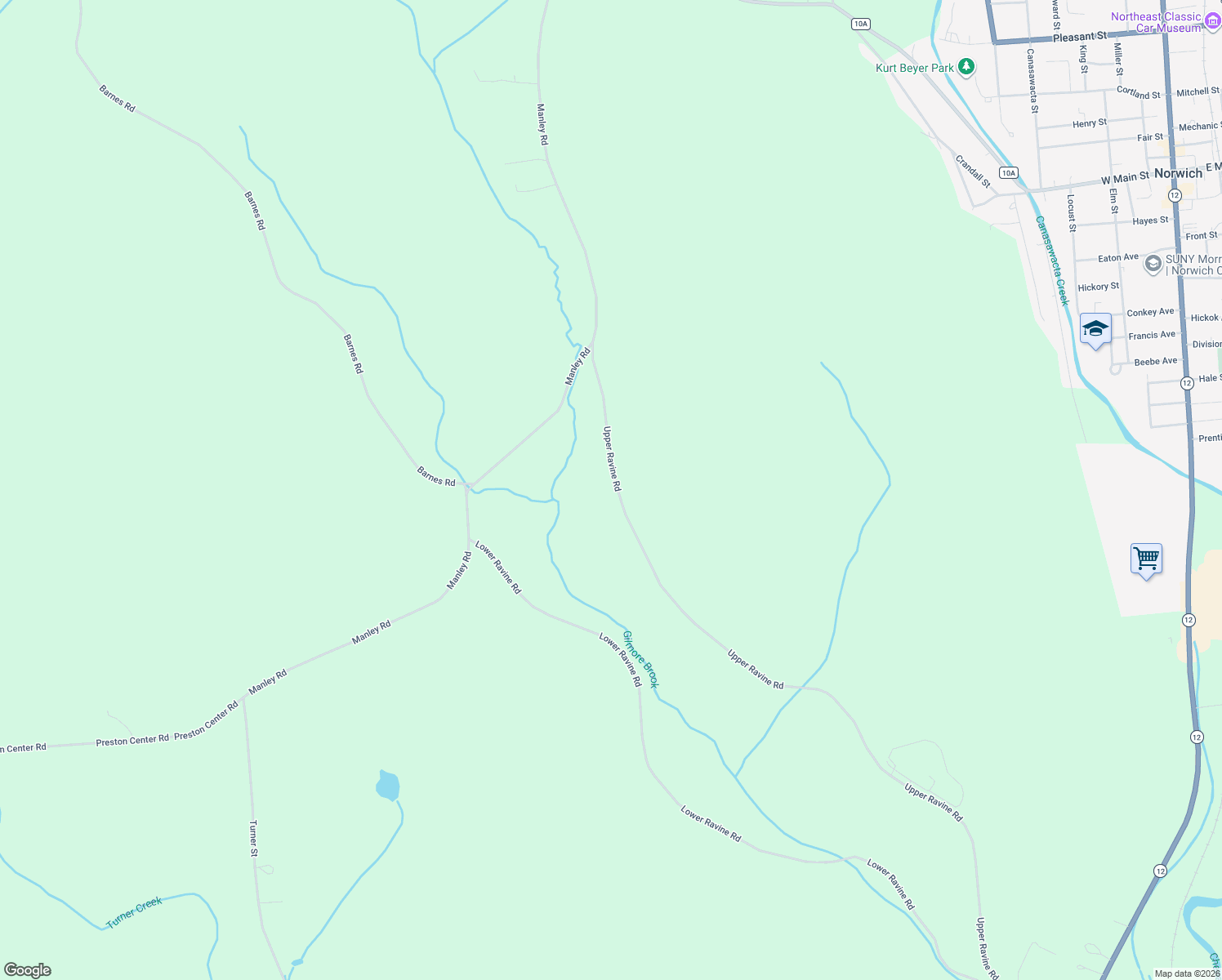 map of restaurants, bars, coffee shops, grocery stores, and more near 180 Upper Ravine Road in Norwich