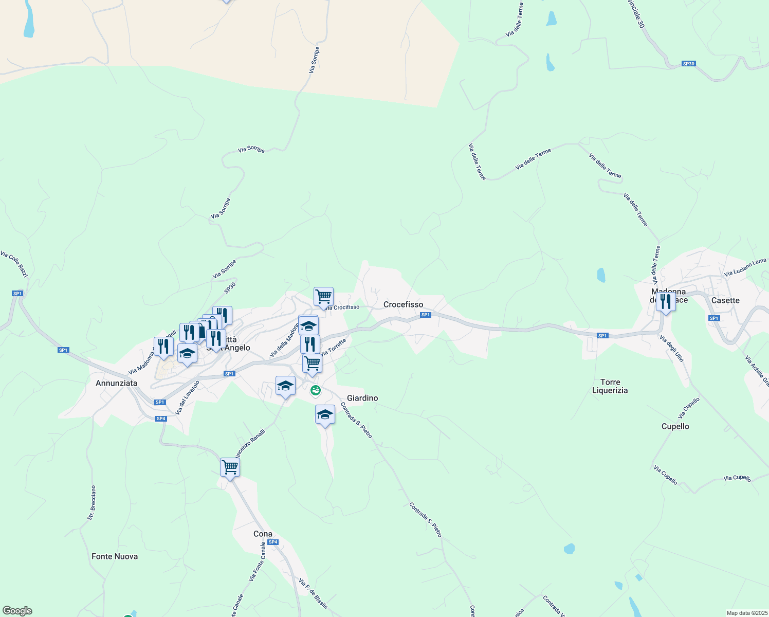 map of restaurants, bars, coffee shops, grocery stores, and more near 24 Strada dell'Edicole in Provincia di Pescara
