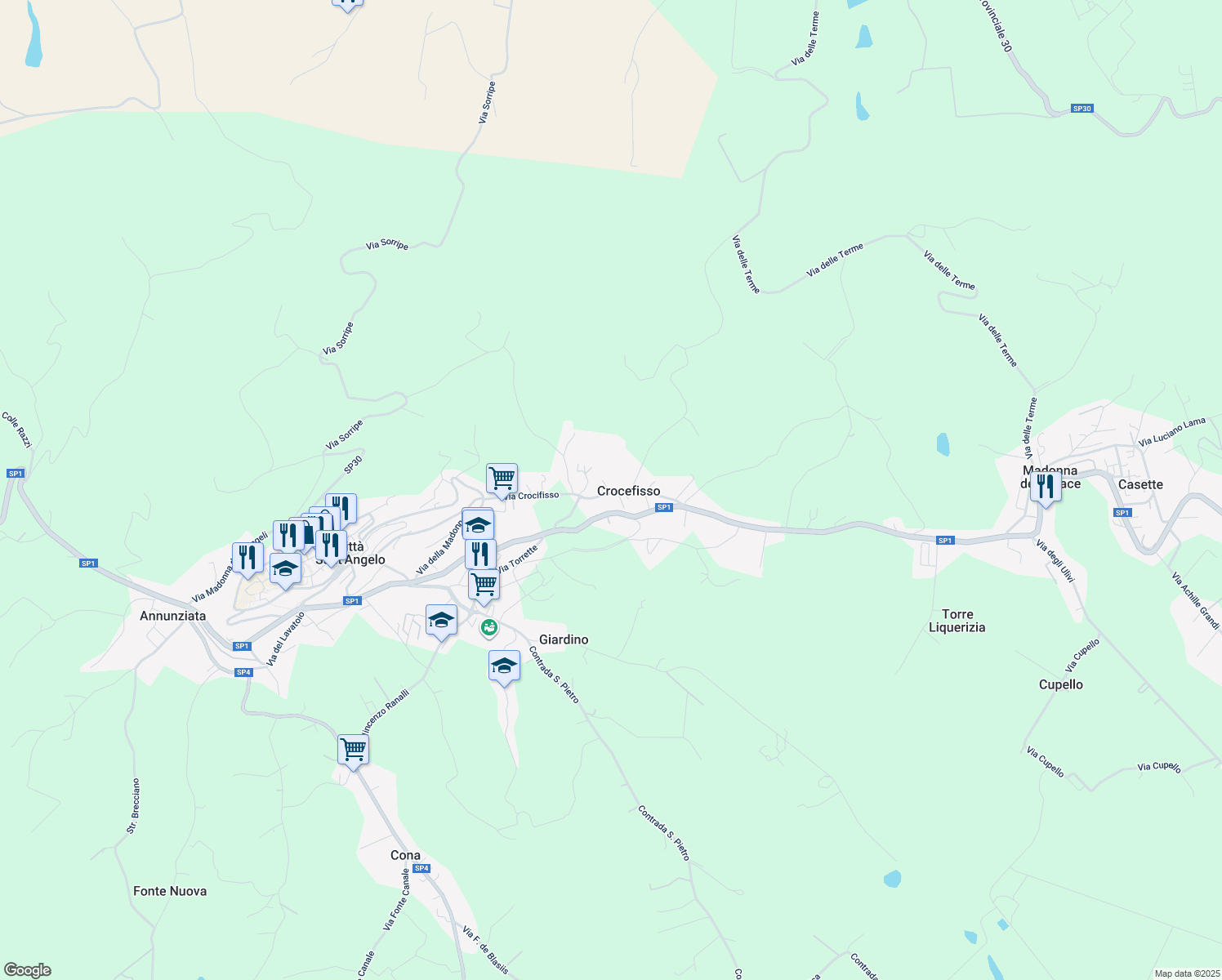 map of restaurants, bars, coffee shops, grocery stores, and more near 24 Strada dell'Edicole in Province of Pescara