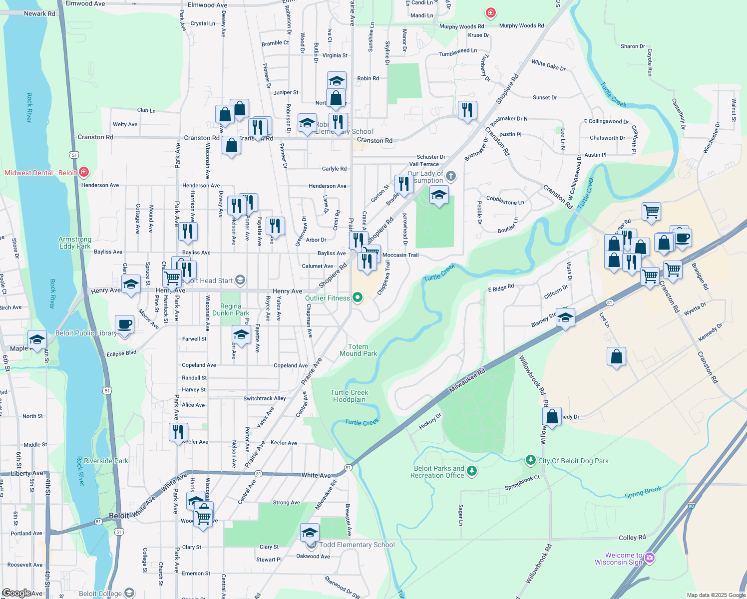 1800 Chippewa Trail, Beloit WI Walk Score