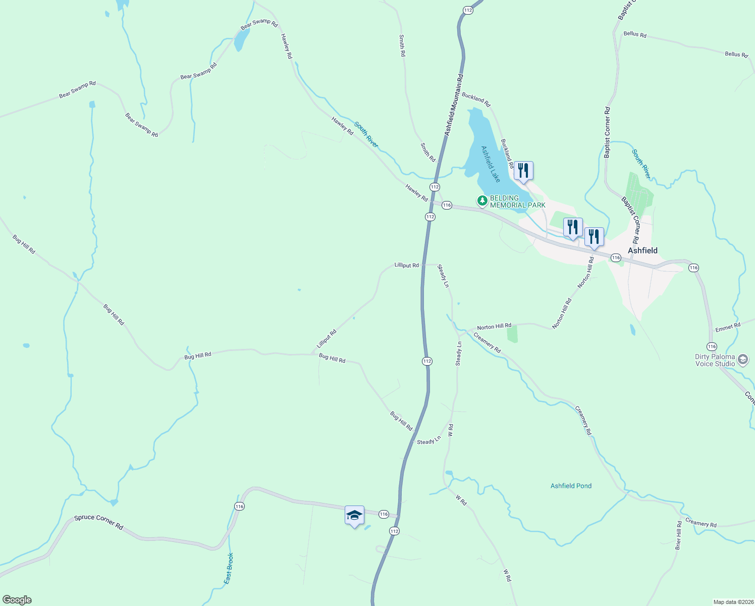 map of restaurants, bars, coffee shops, grocery stores, and more near in Ashfield