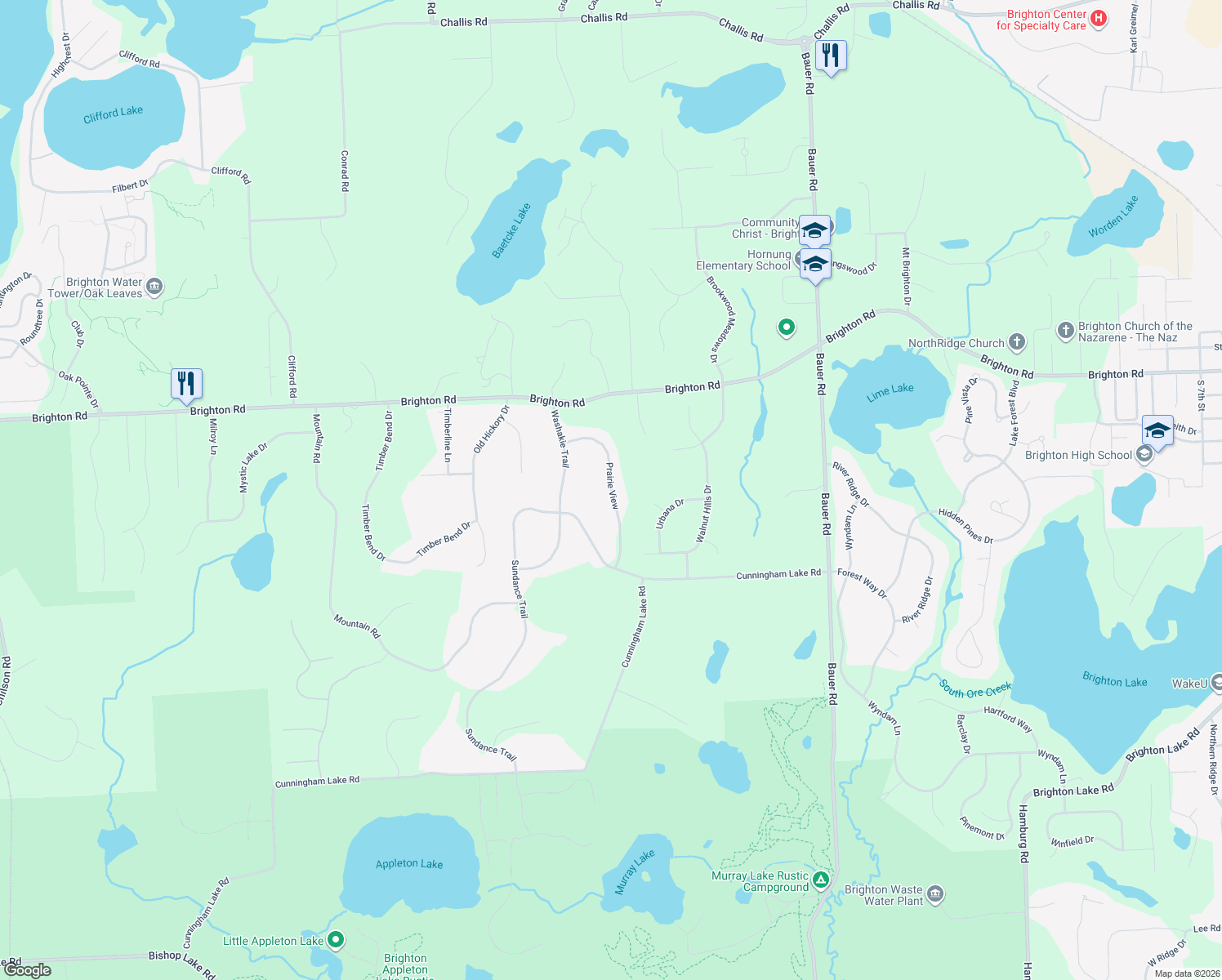 map of restaurants, bars, coffee shops, grocery stores, and more near 5288 Prairie View in Brighton