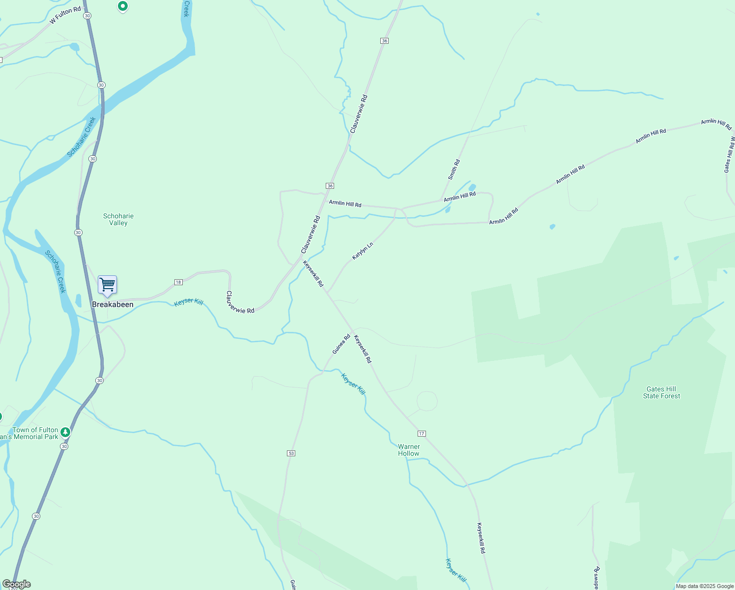 map of restaurants, bars, coffee shops, grocery stores, and more near 125 Seven Spikes Road in Middleburgh