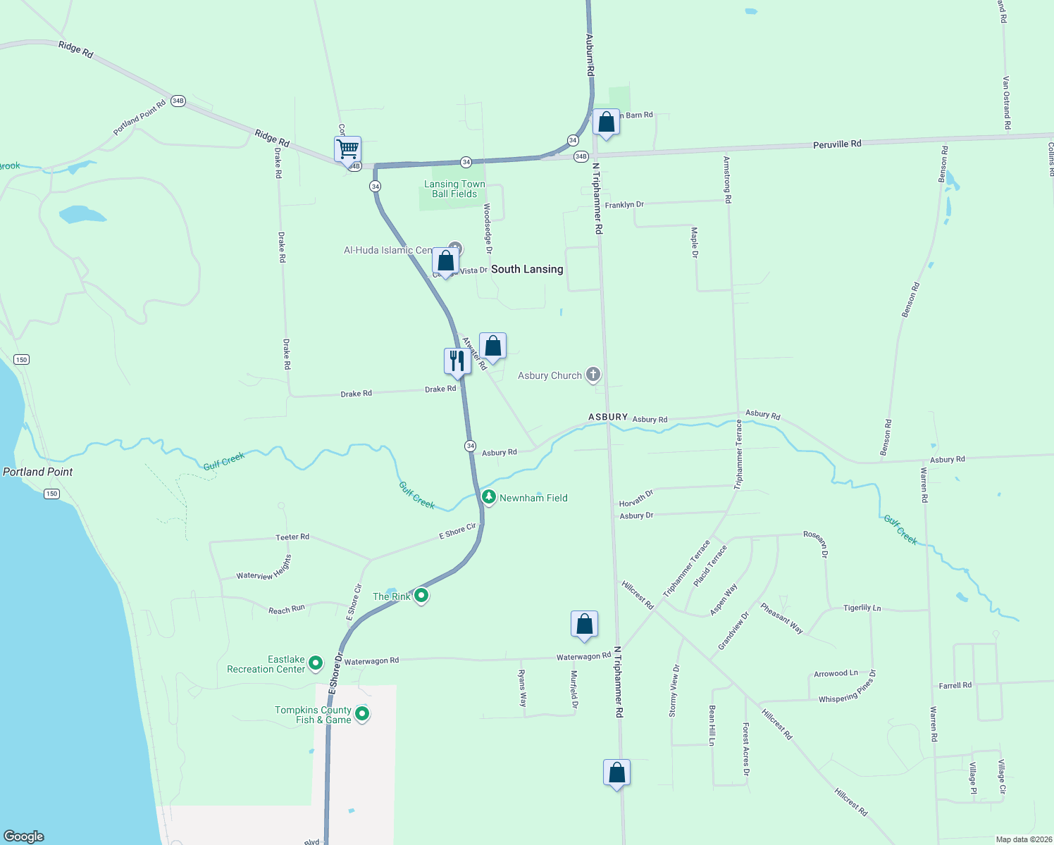 map of restaurants, bars, coffee shops, grocery stores, and more near 15 Atwater Rd in Lansing