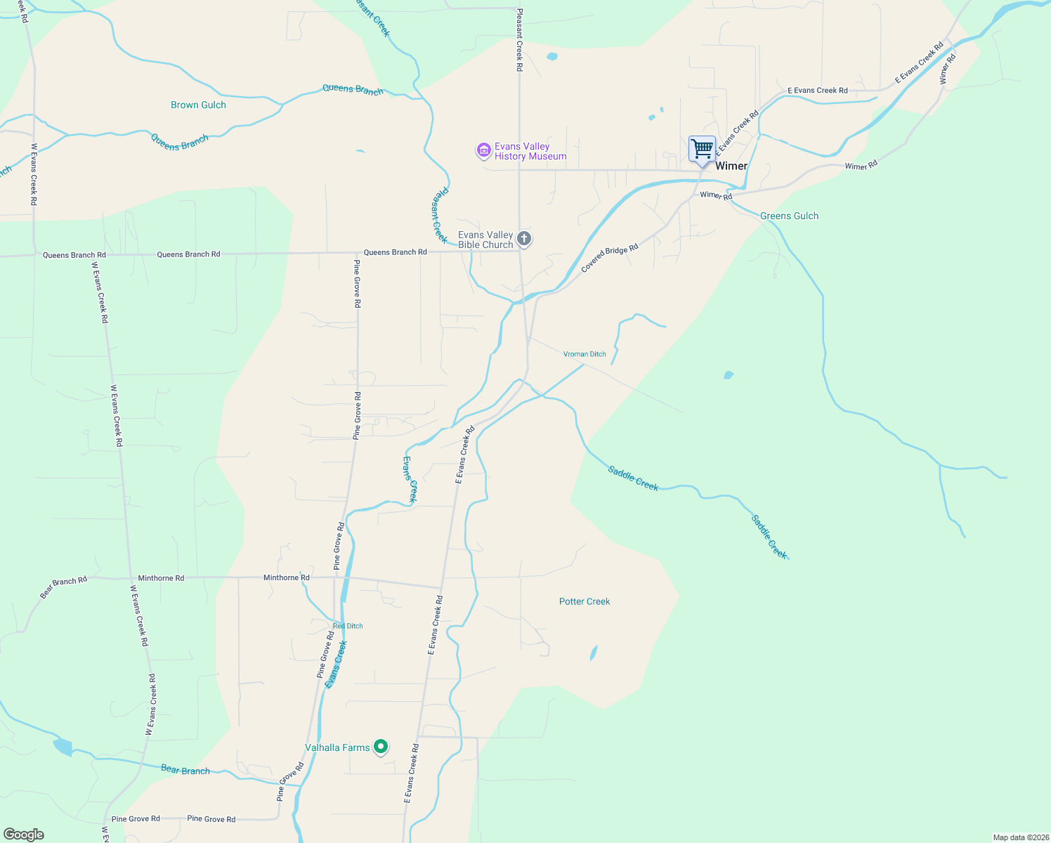 map of restaurants, bars, coffee shops, grocery stores, and more near 7312 East Evans Creek Road in Rogue River