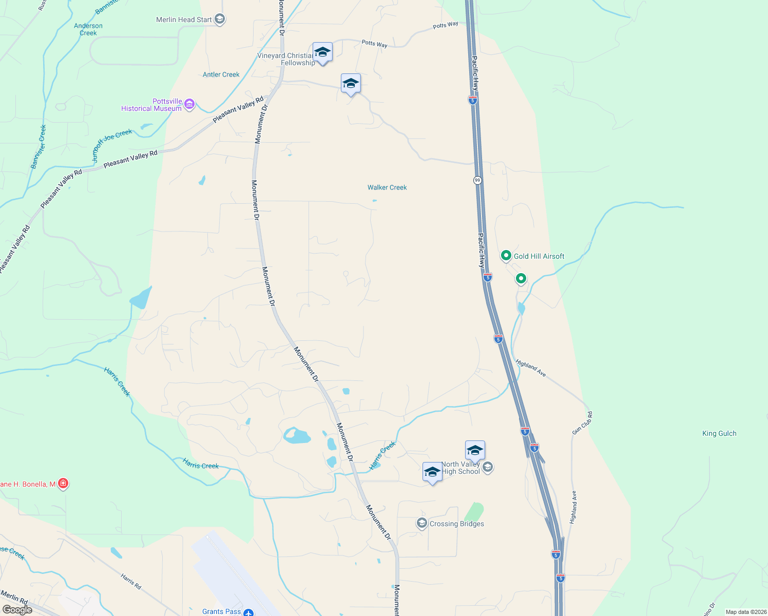 map of restaurants, bars, coffee shops, grocery stores, and more near 149 McKenzie Ridge Road in Grants Pass