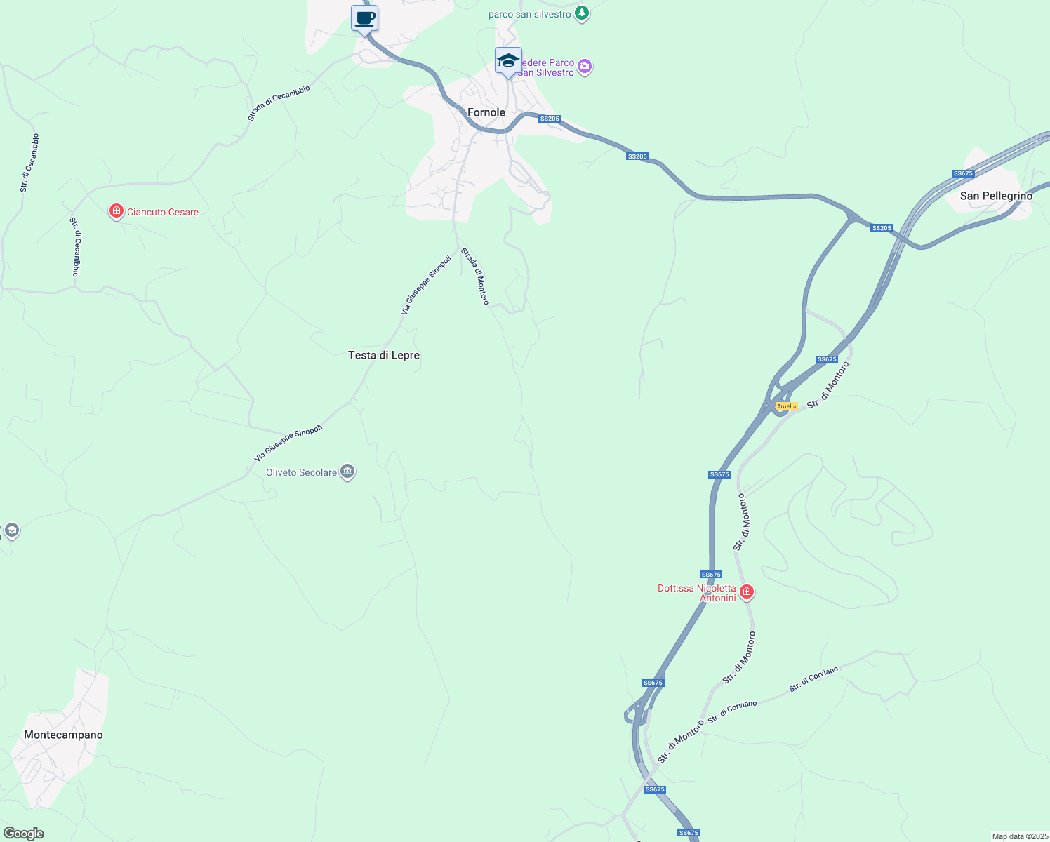 map of restaurants, bars, coffee shops, grocery stores, and more near 8 Strada di Montoro in Provincia di Terni