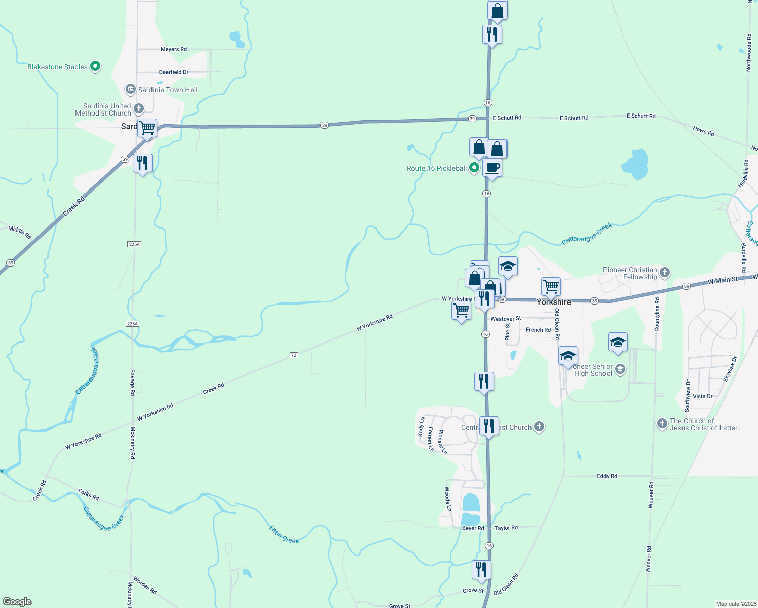 map of restaurants, bars, coffee shops, grocery stores, and more near 3378 West Yorkshire Road in Chaffee