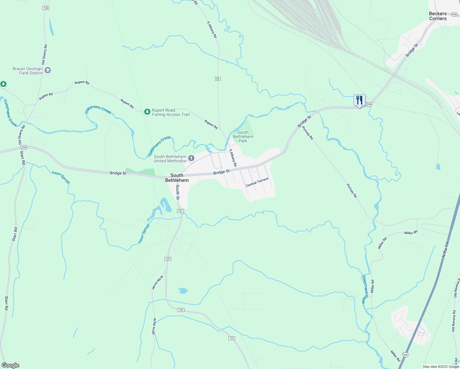 map of restaurants, bars, coffee shops, grocery stores, and more near 71 Babcock Terrace in Selkirk