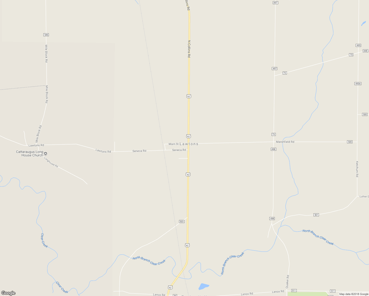 map of restaurants, bars, coffee shops, grocery stores, and more near 2192 Seneca Road in Lawtons