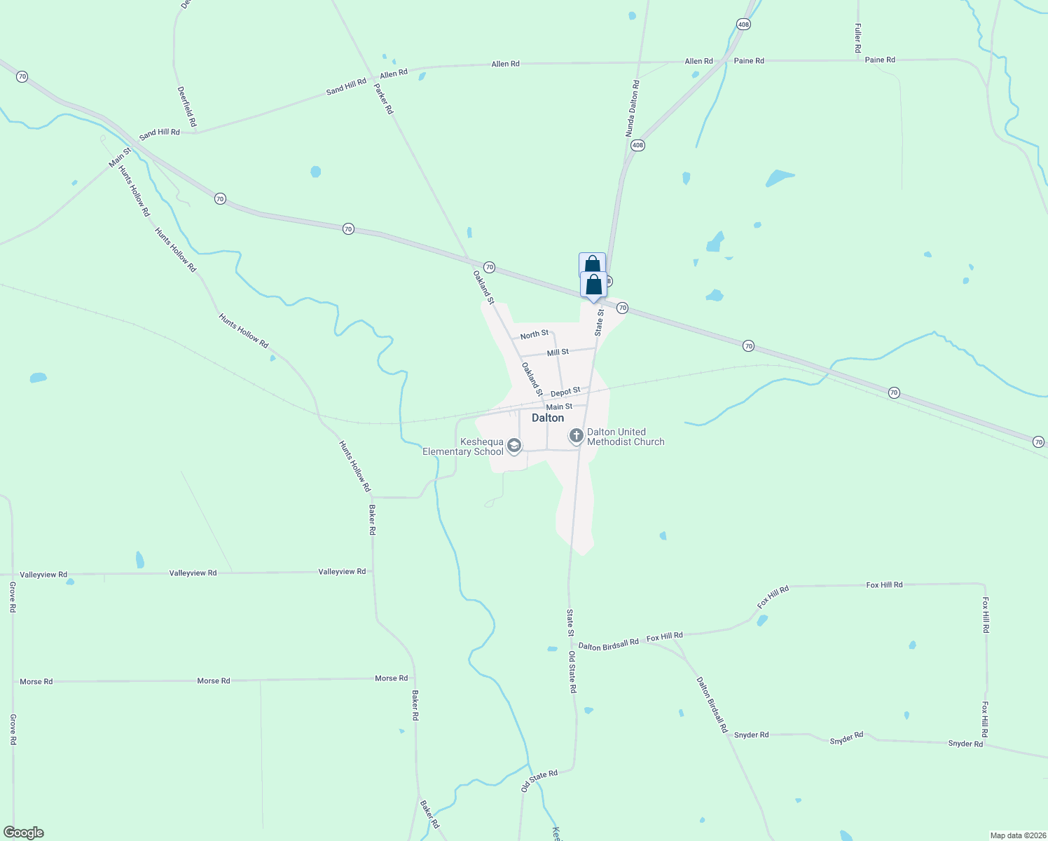 map of restaurants, bars, coffee shops, grocery stores, and more near 10049 Maple St in Dalton