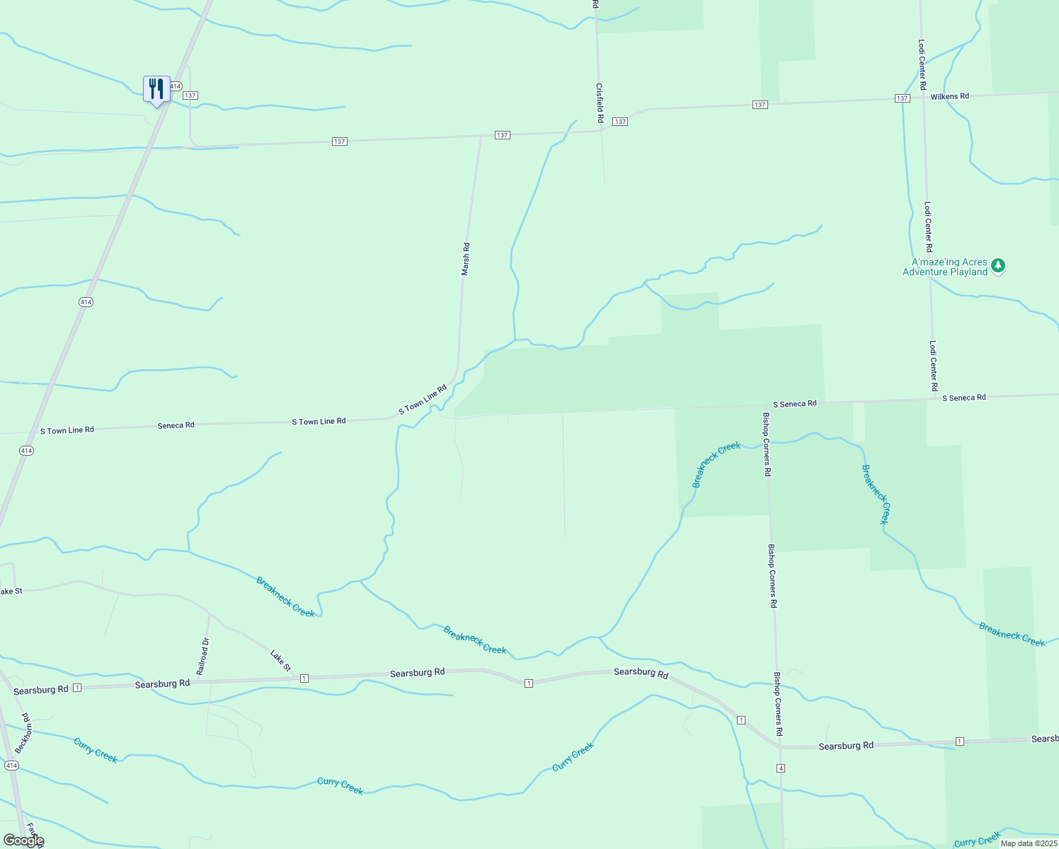 map of restaurants, bars, coffee shops, grocery stores, and more near 4024 Seneca Road in Hector