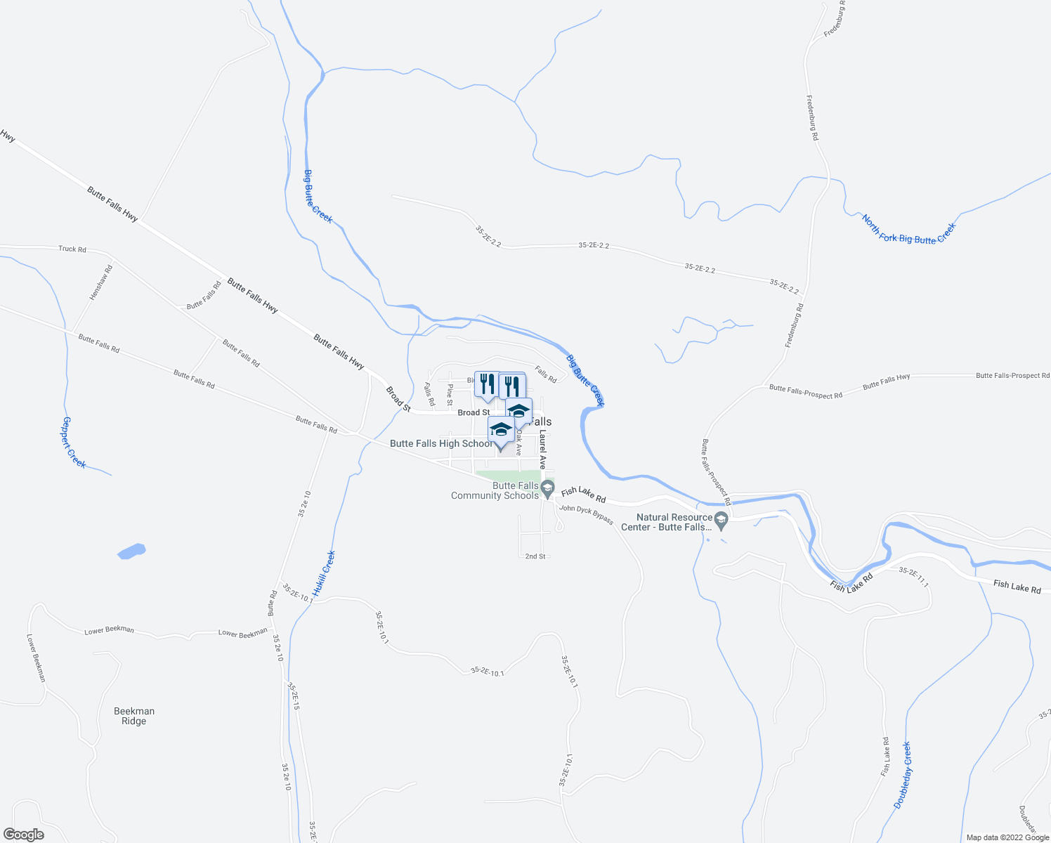 map of restaurants, bars, coffee shops, grocery stores, and more near in Butte Falls