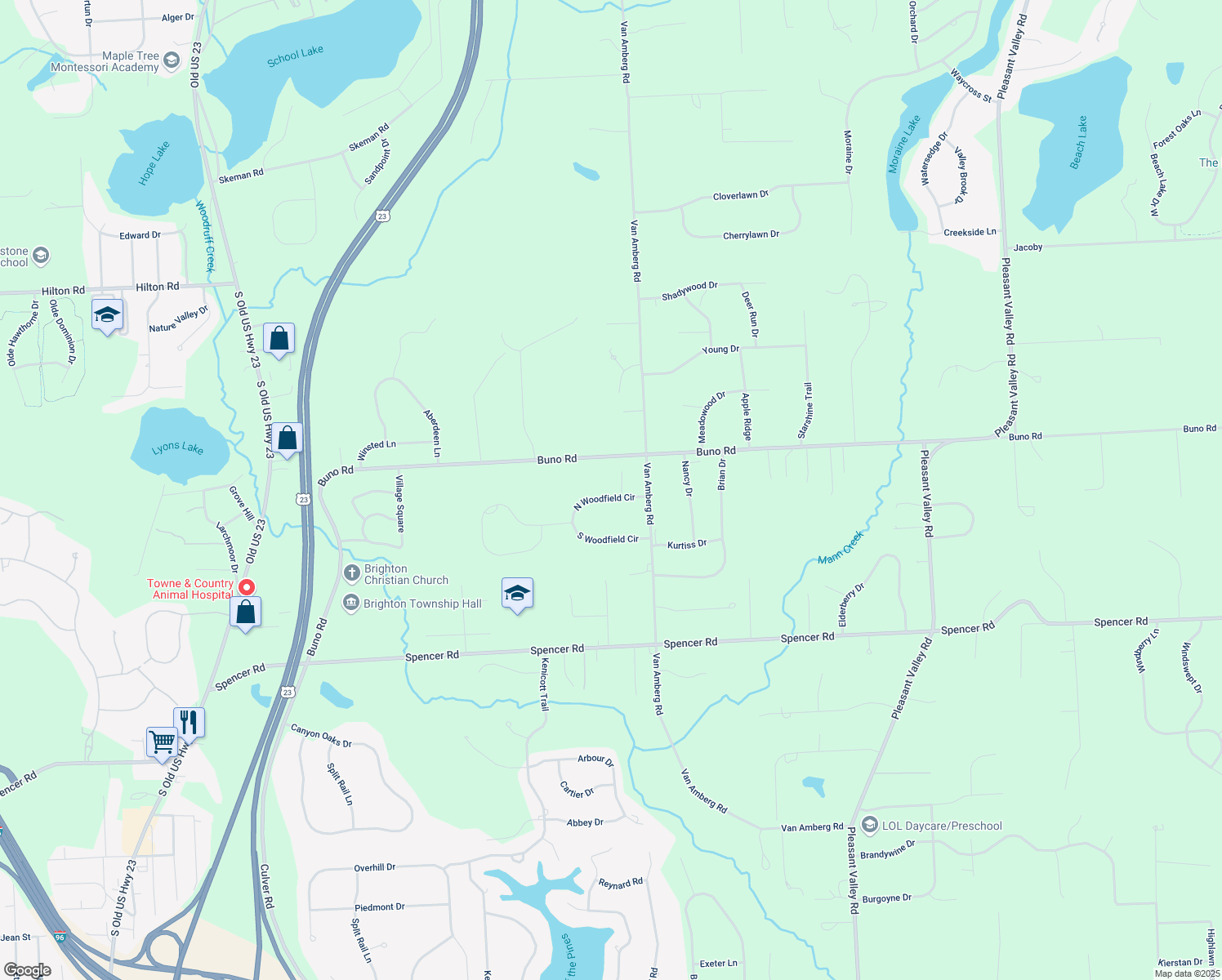 map of restaurants, bars, coffee shops, grocery stores, and more near 4082 Deerfield Court in Brighton