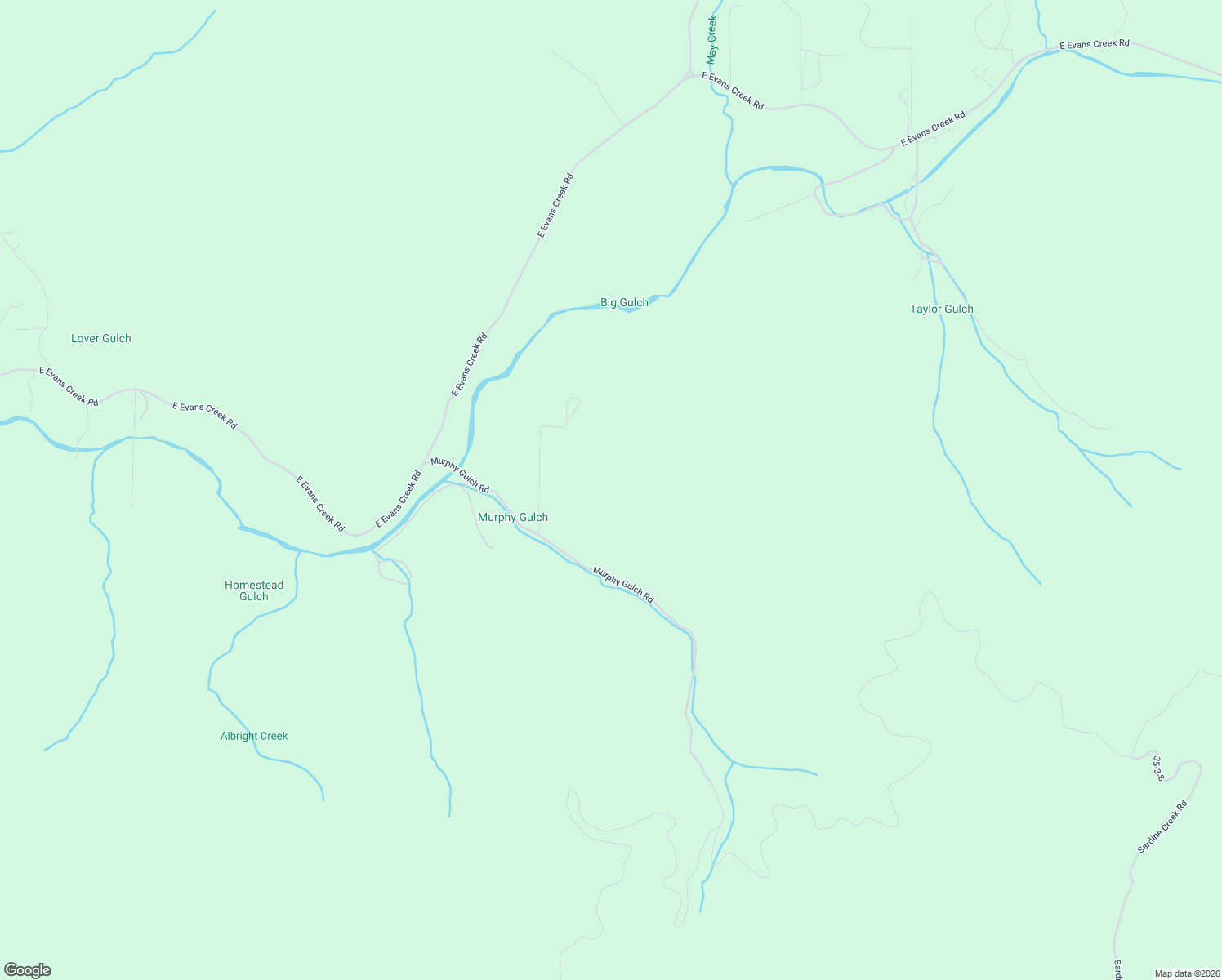 map of restaurants, bars, coffee shops, grocery stores, and more near 427 Murphy Gulch Road in Rogue River