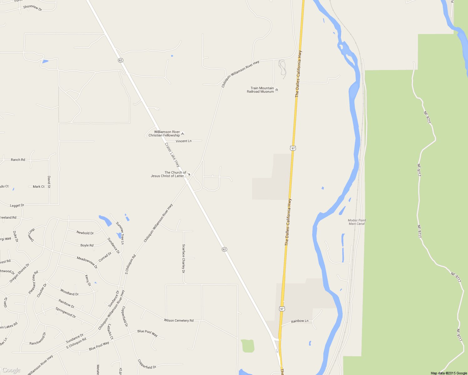 map of restaurants, bars, coffee shops, grocery stores, and more near 35825 South Chiloquin Road in Chiloquin