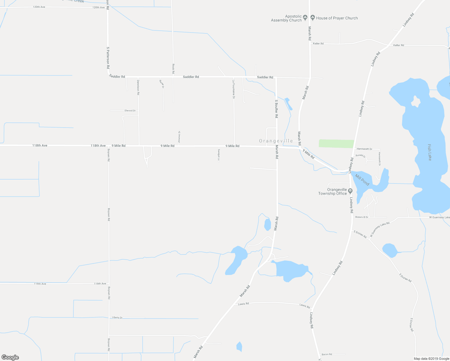 map of restaurants, bars, coffee shops, grocery stores, and more near 12075 9 Mile Road in Plainwell