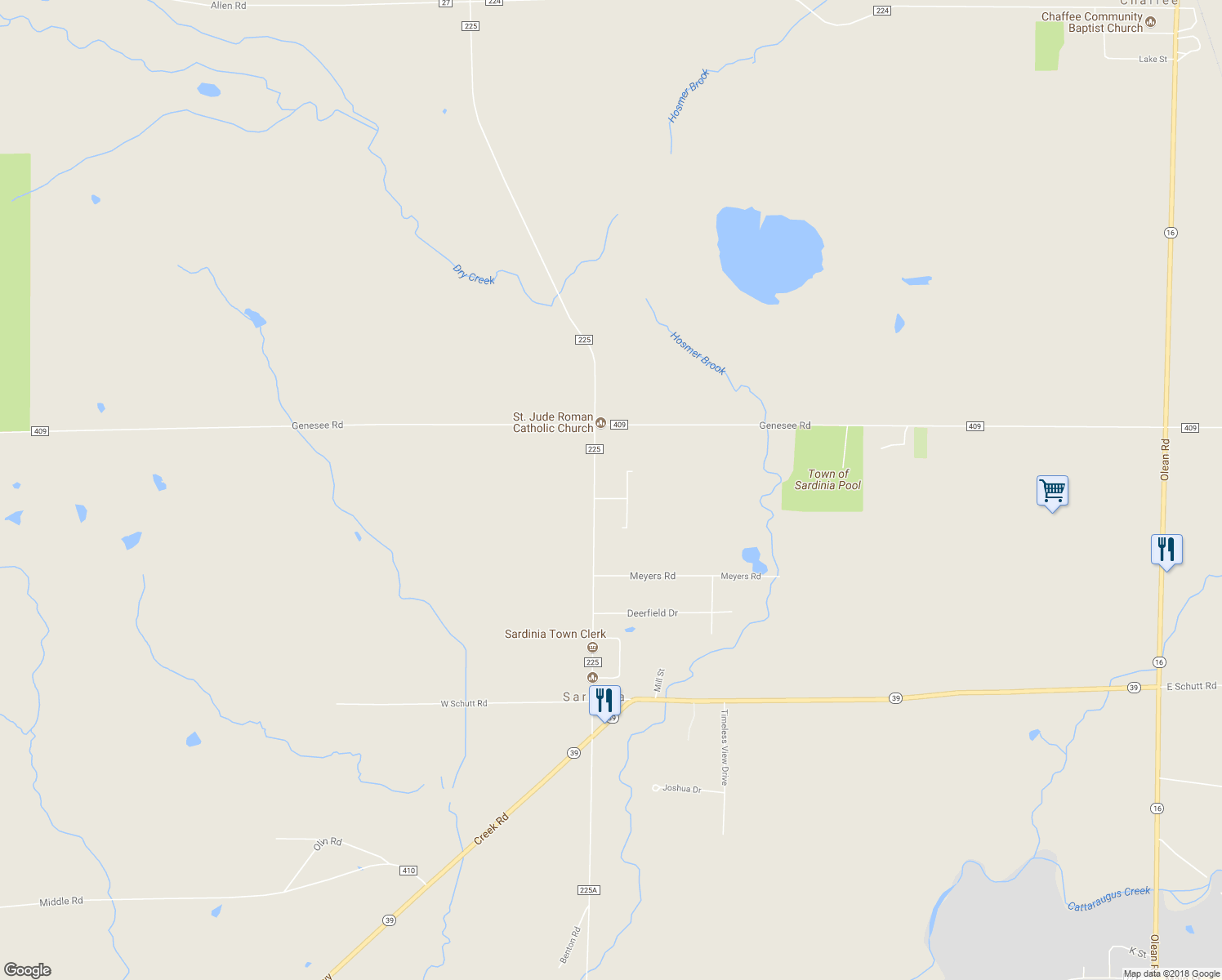 map of restaurants, bars, coffee shops, grocery stores, and more near 12079 Savage Road in Chaffee