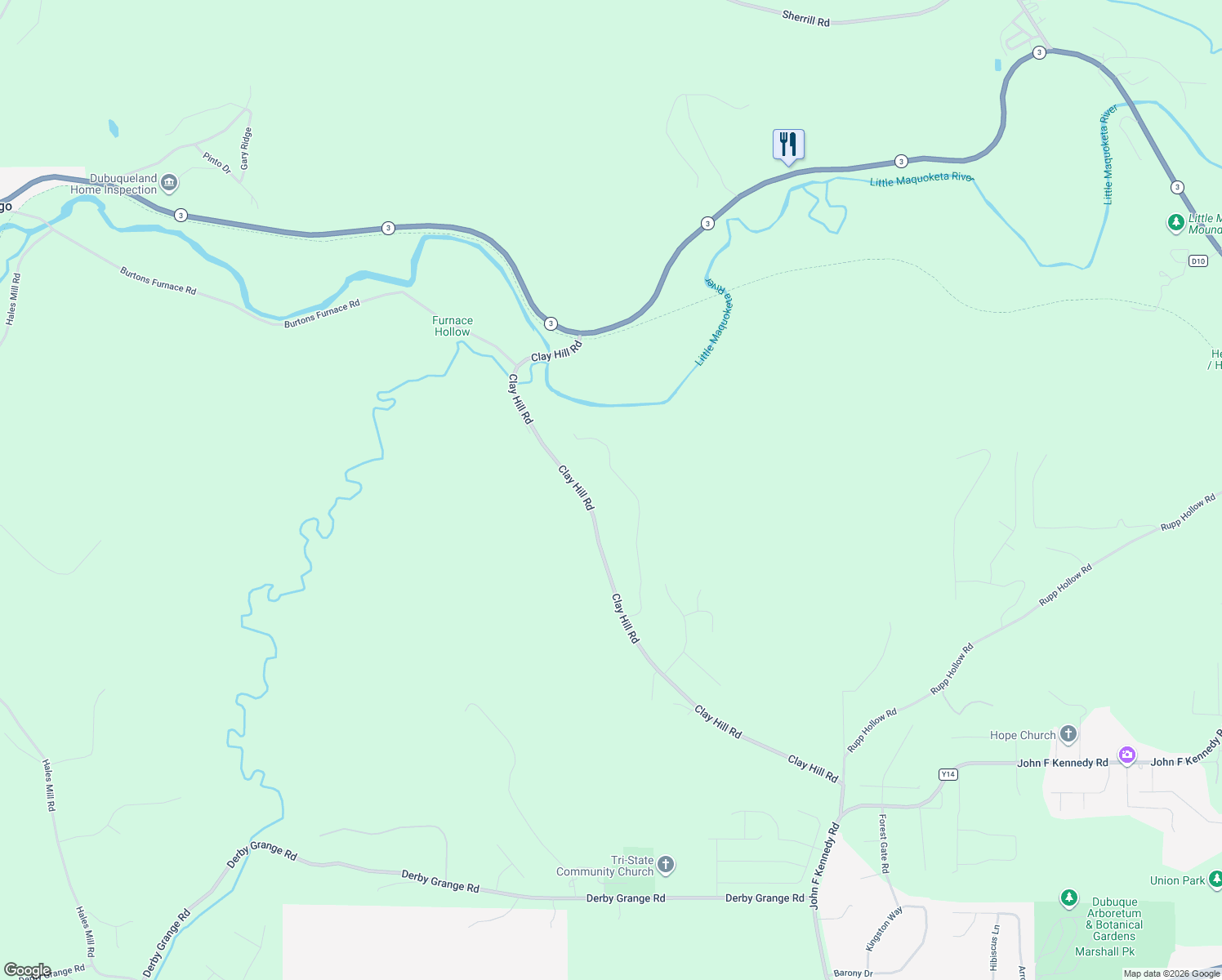 map of restaurants, bars, coffee shops, grocery stores, and more near 17419 Emerald Drive in Dubuque