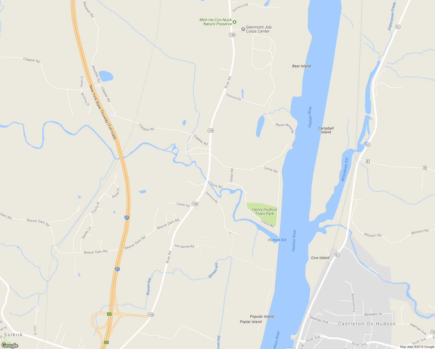 map of restaurants, bars, coffee shops, grocery stores, and more near 25 Barent Winne Road in Selkirk