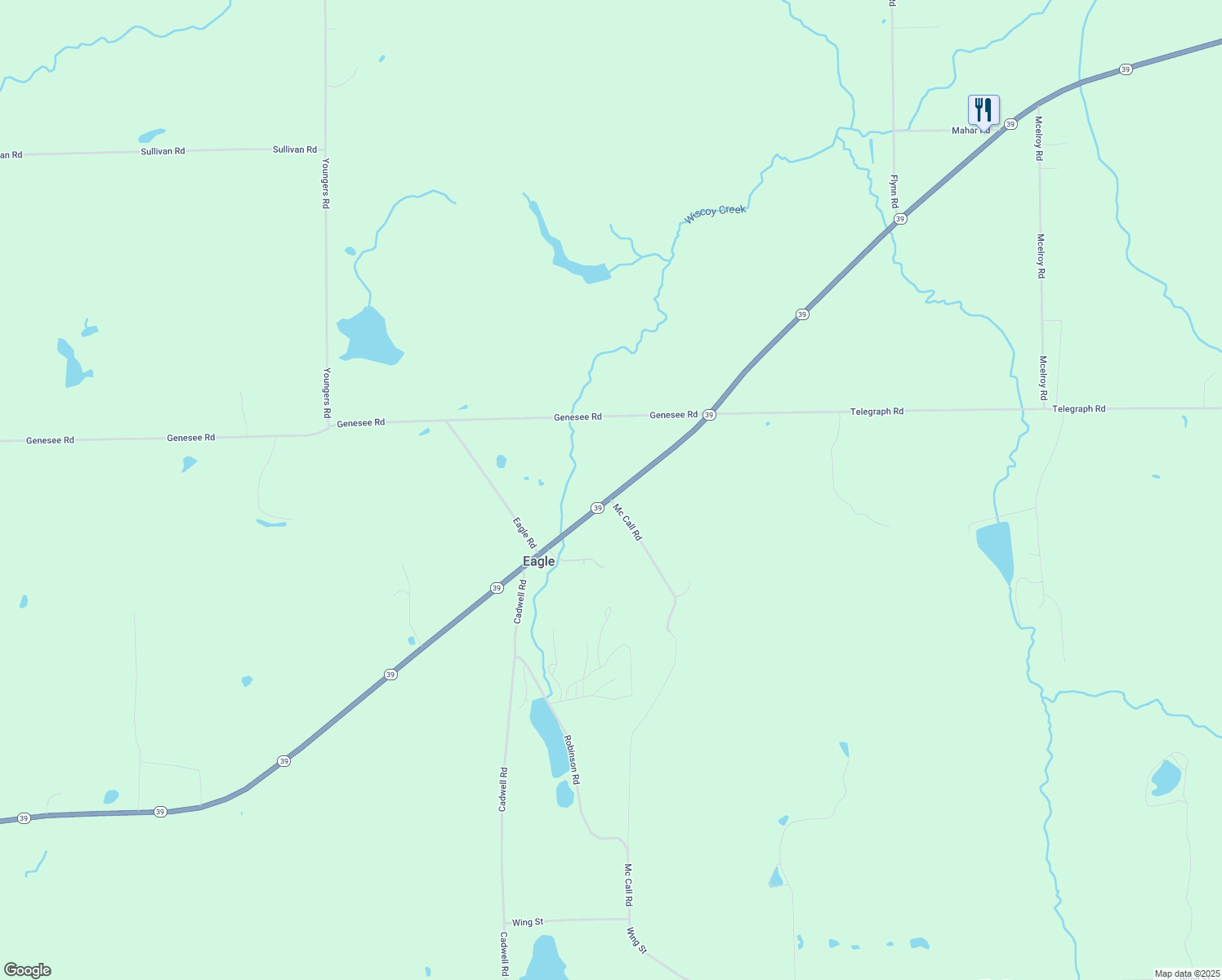 map of restaurants, bars, coffee shops, grocery stores, and more near 2831 New York 39 in Bliss