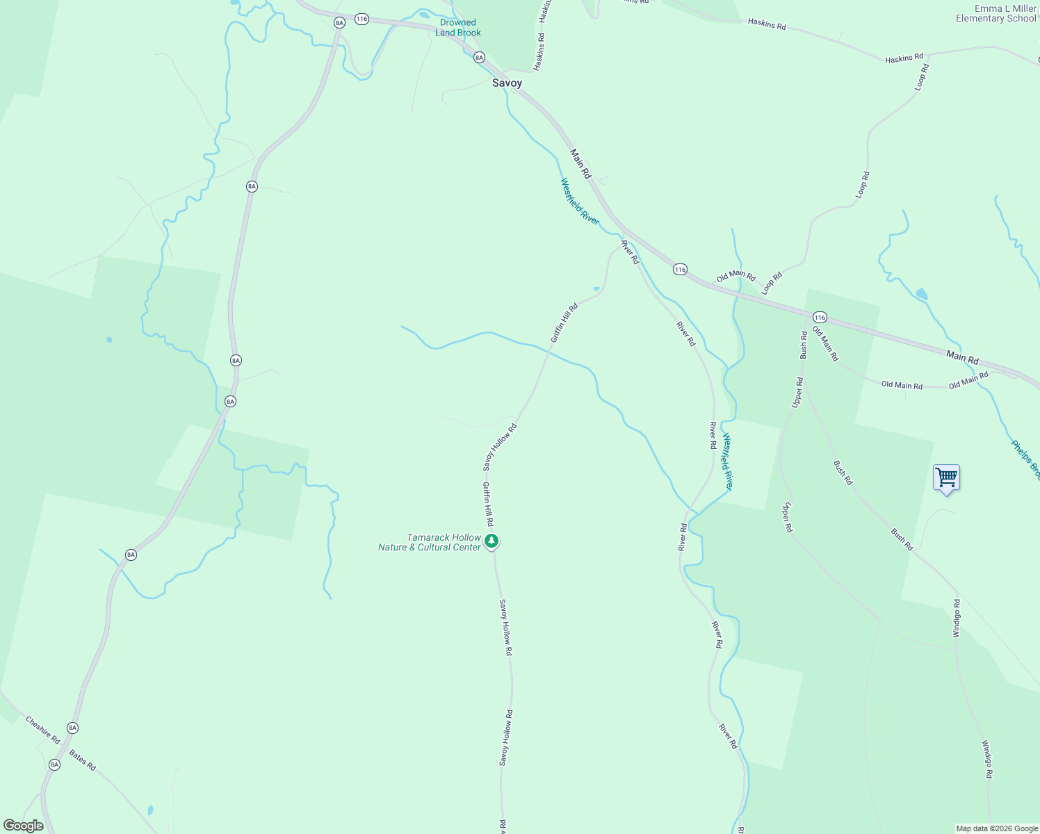 map of restaurants, bars, coffee shops, grocery stores, and more near 191 Griffin Hill Rd in Savoy