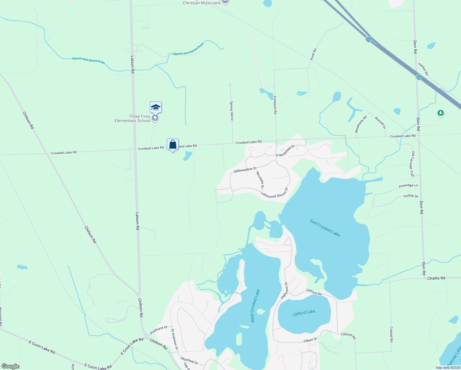 map of restaurants, bars, coffee shops, grocery stores, and more near 4643 Stillmeadow Drive in Howell