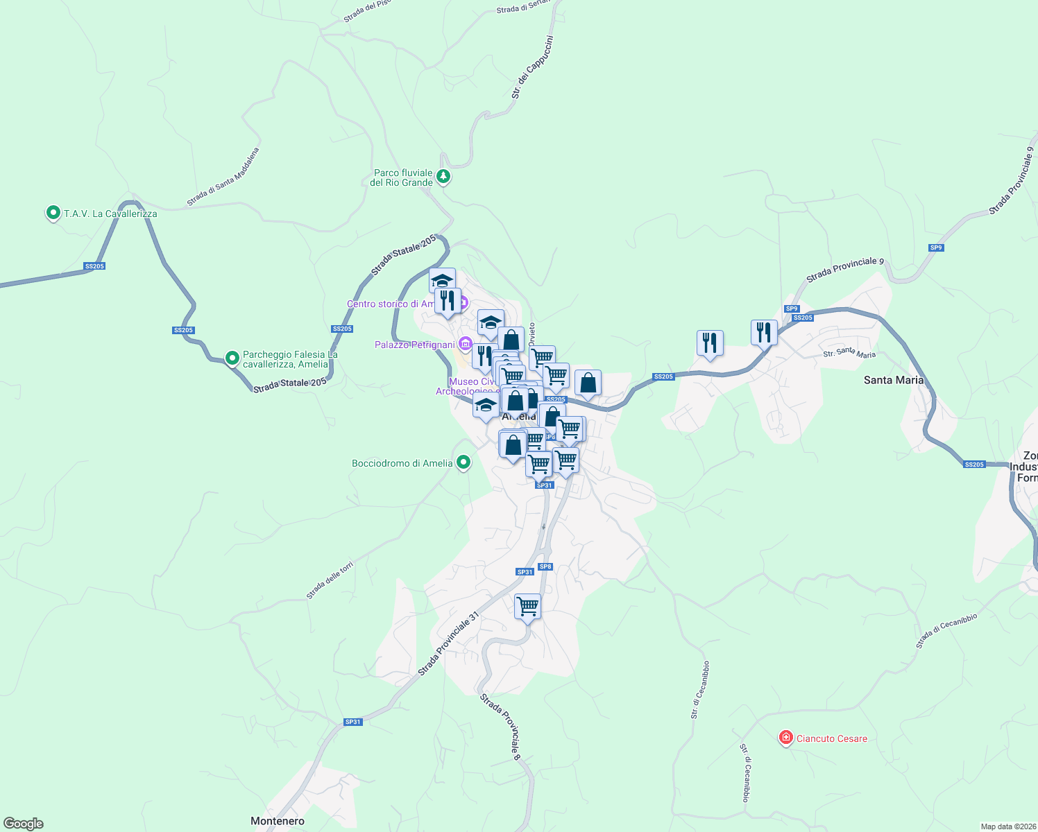 map of restaurants, bars, coffee shops, grocery stores, and more near in Amelia