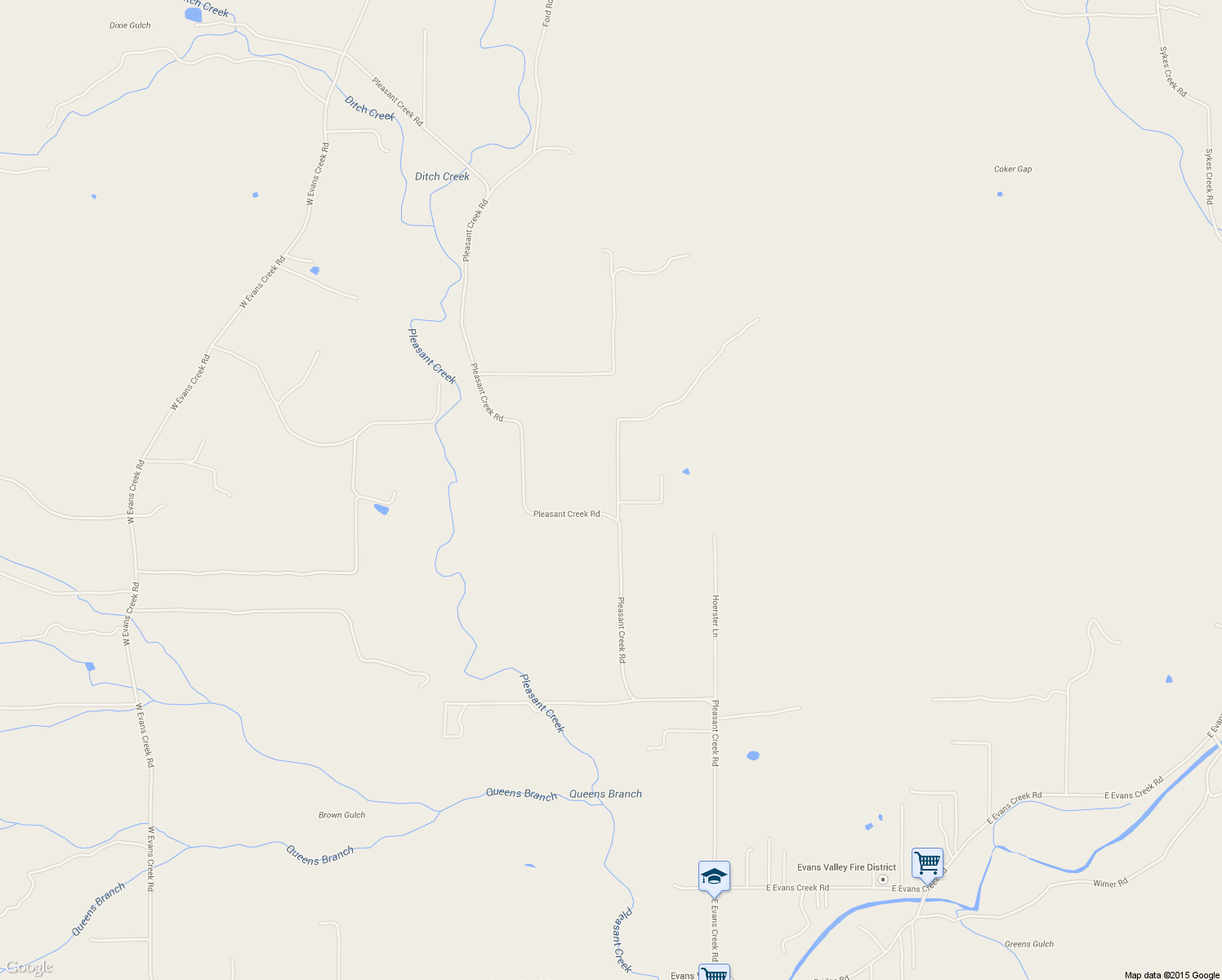 map of restaurants, bars, coffee shops, grocery stores, and more near 1300 Pleasant Creek Road in Rogue River