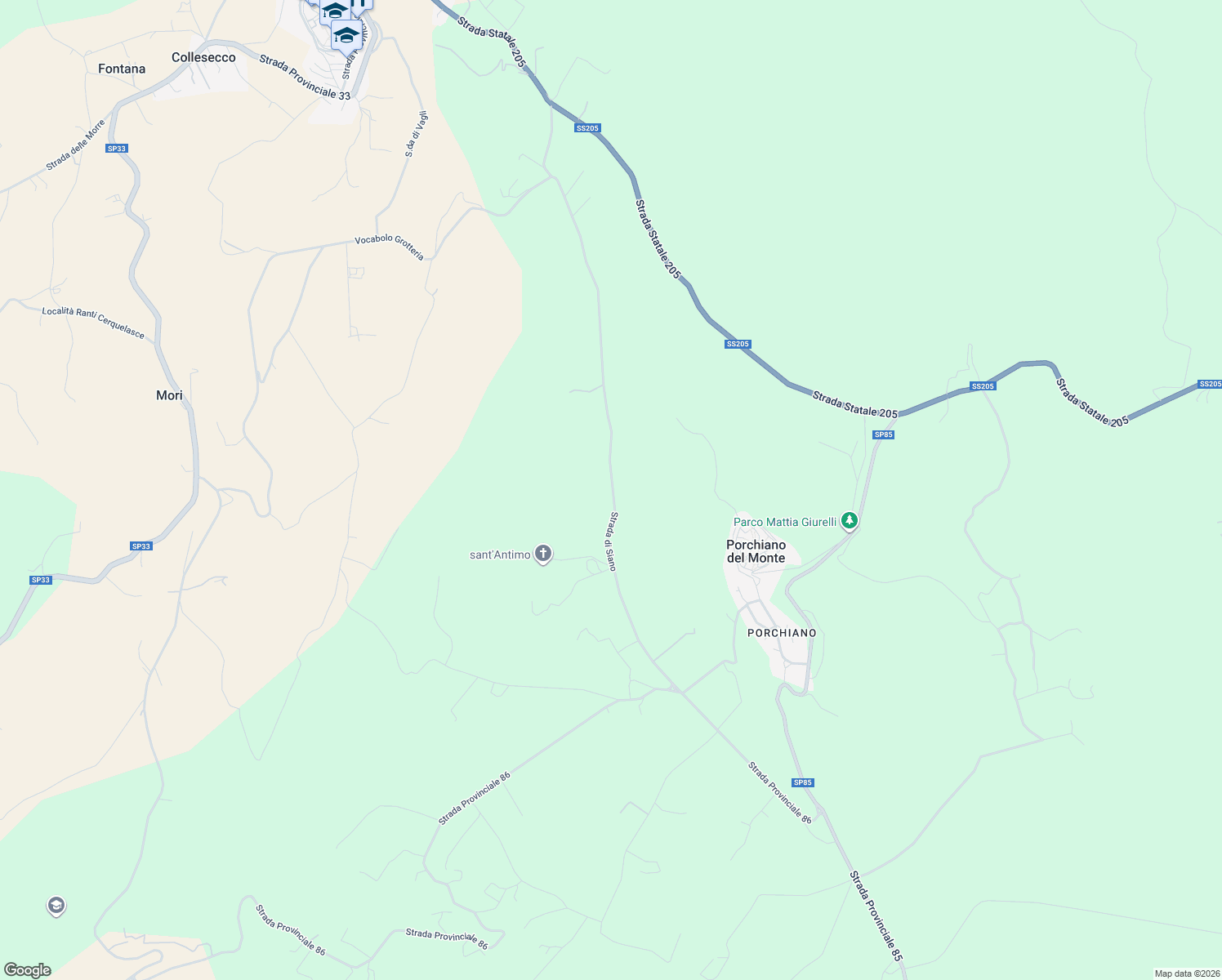 map of restaurants, bars, coffee shops, grocery stores, and more near 5 Strada di Siano in Provincia di Terni